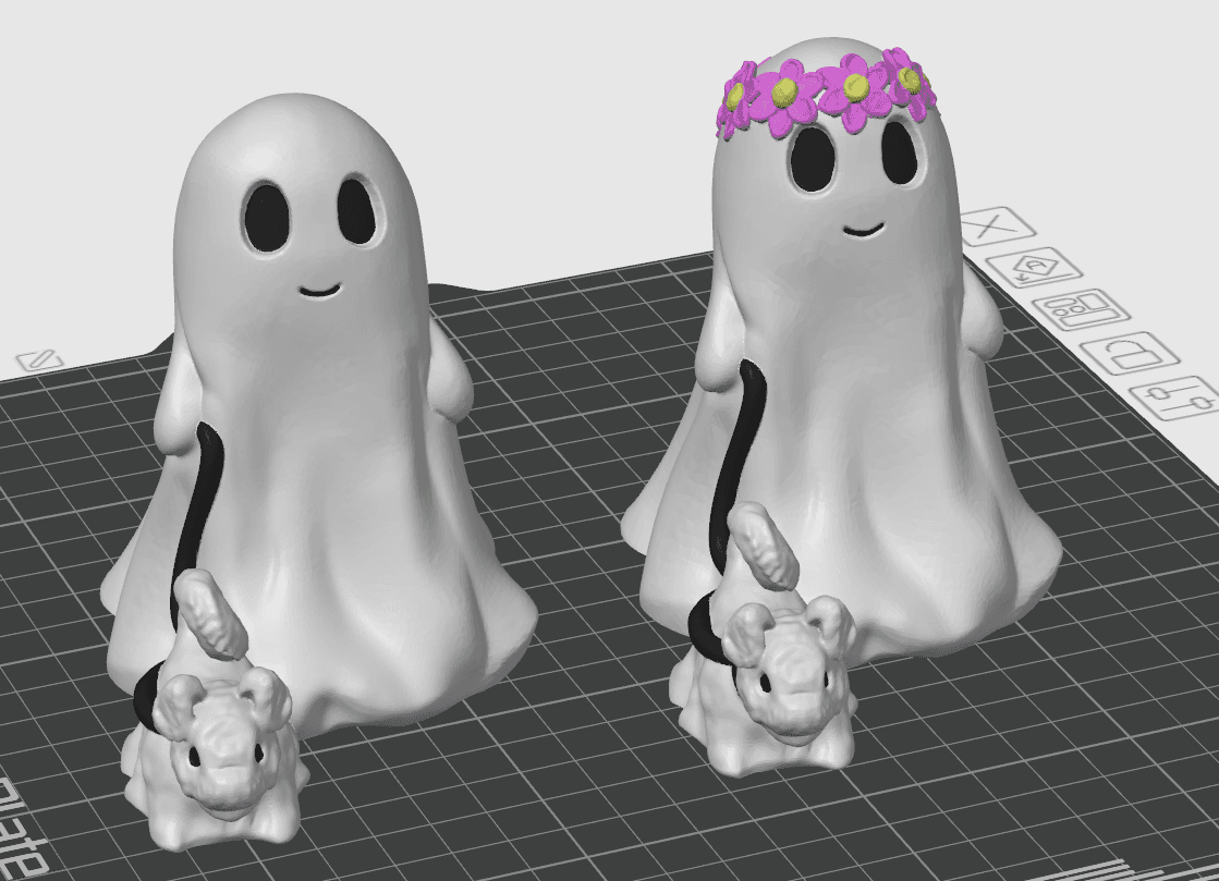 Ghost Walking Dog (Bichon) - Flower Crown Ghost - Painted 3mf included 3d model