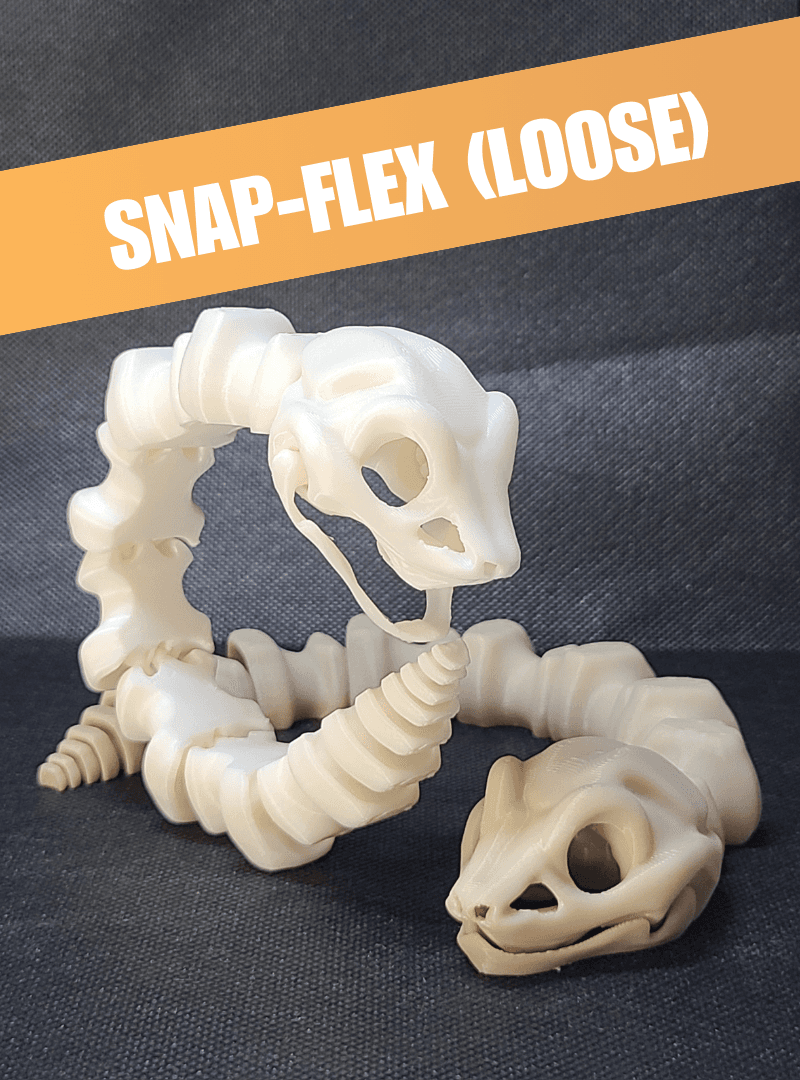 Round-Eyed Bone Snake (Loose) - Articulated Snap-Flex Fidget 3d model