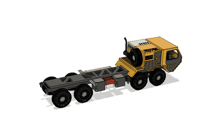 Yellow Military Truck Chassis 3d model