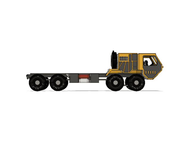 Yellow Military Truck Chassis 3d model