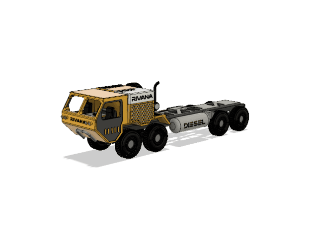 Yellow Military Truck Chassis 3d model