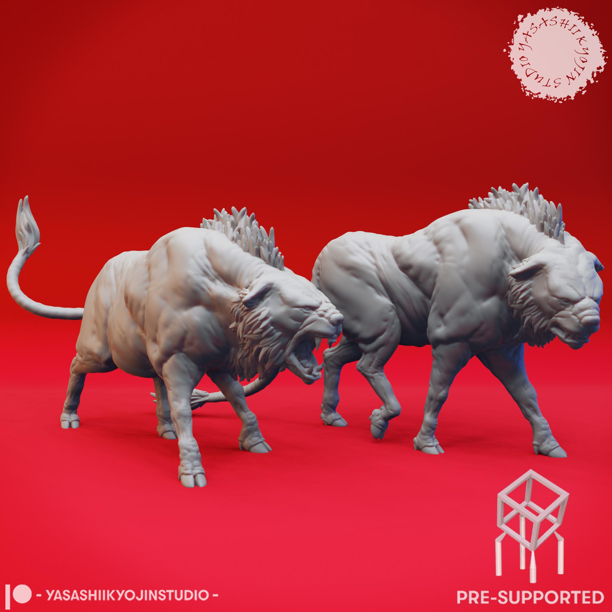 Leucrotta Pair - Tabletop Miniature (Pre-Supported) 3d model