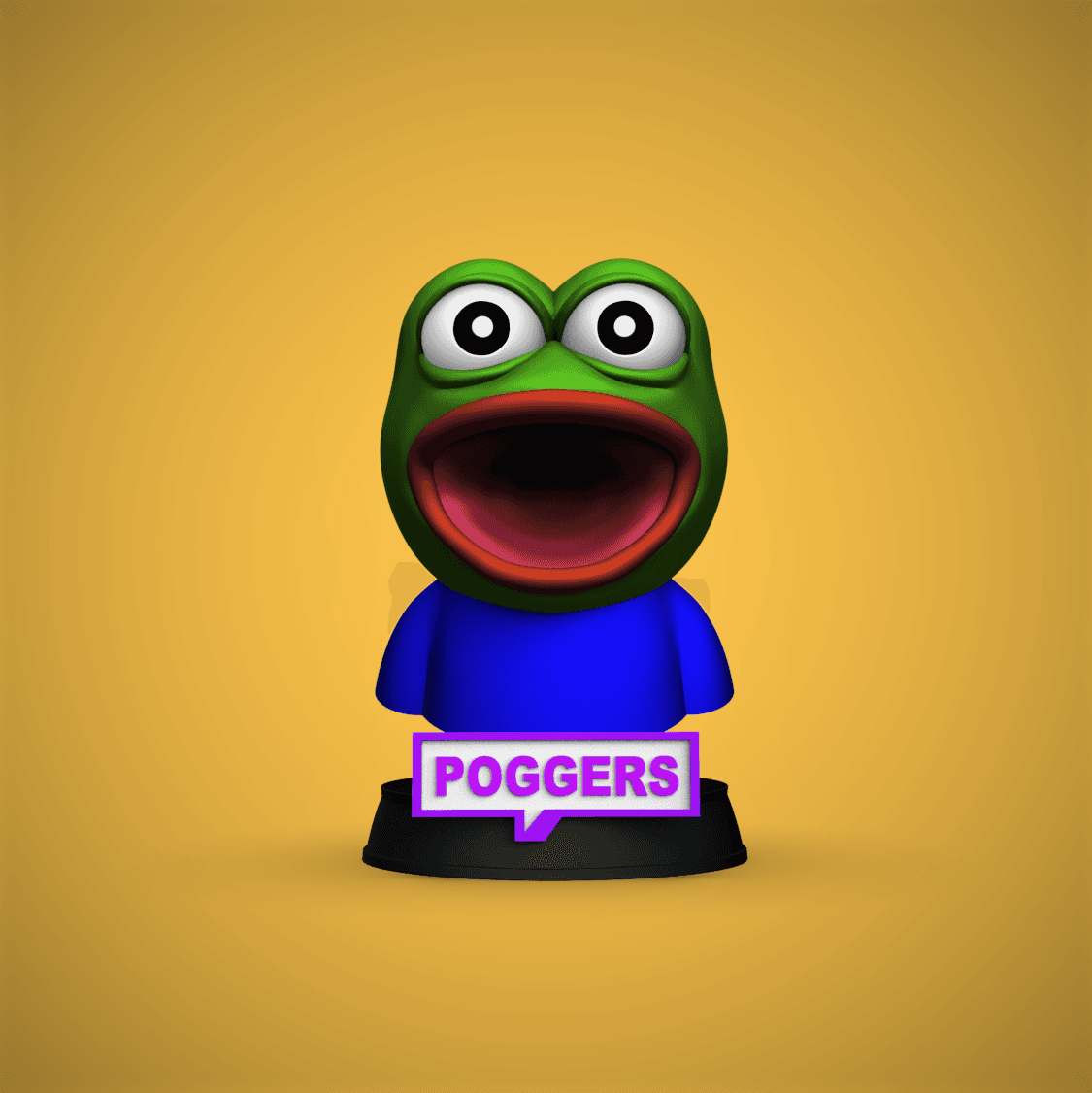 Poggers -Pepe Emote Bust 3d model