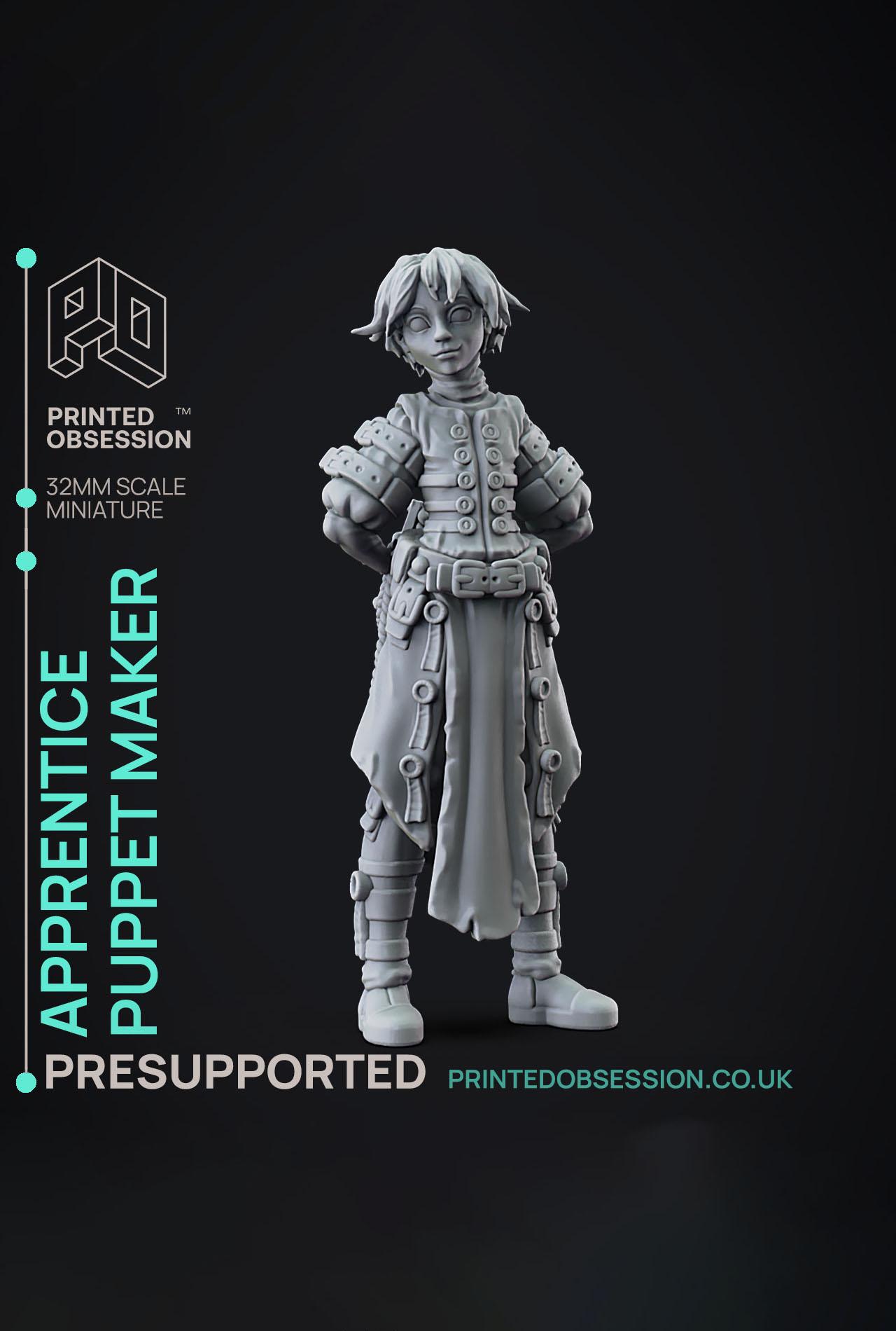 The Young Puppet Maker - Puppet masters apprentice - PRESUPPORTED - Illustrated and Stats - 32mm sca 3d model