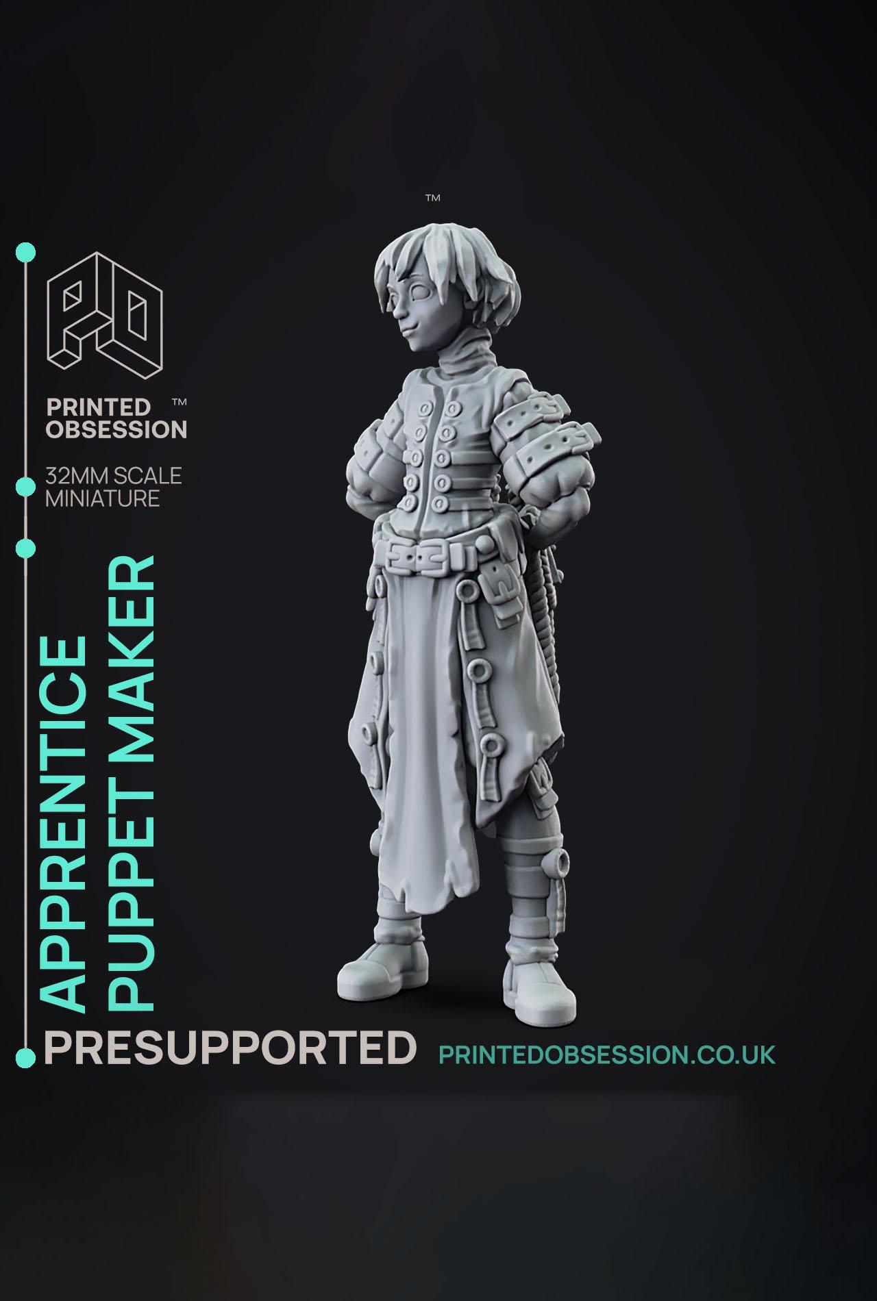 The Young Puppet Maker - Puppet masters apprentice - PRESUPPORTED - Illustrated and Stats - 32mm sca 3d model