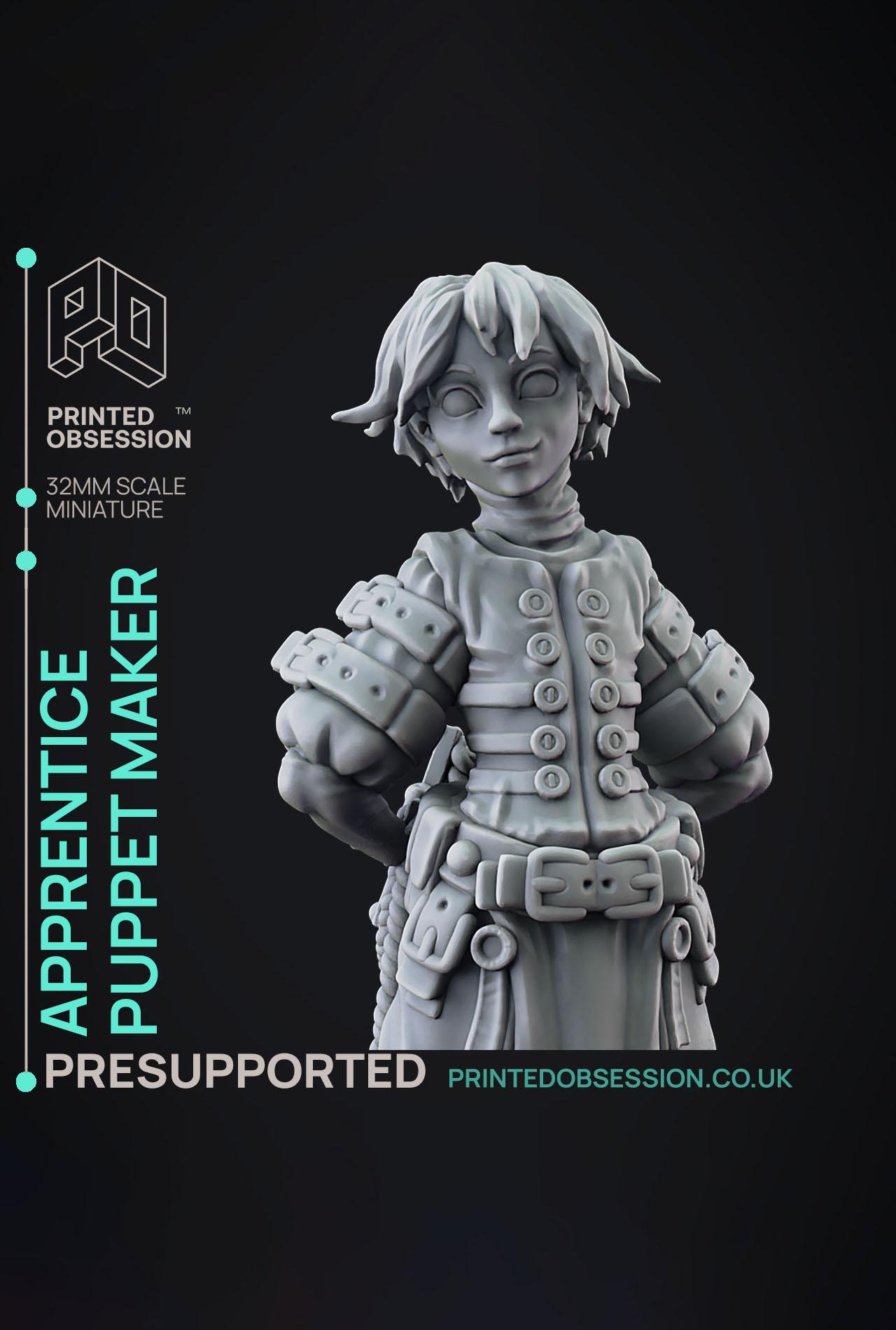 The Young Puppet Maker - Puppet masters apprentice - PRESUPPORTED - Illustrated and Stats - 32mm sca 3d model