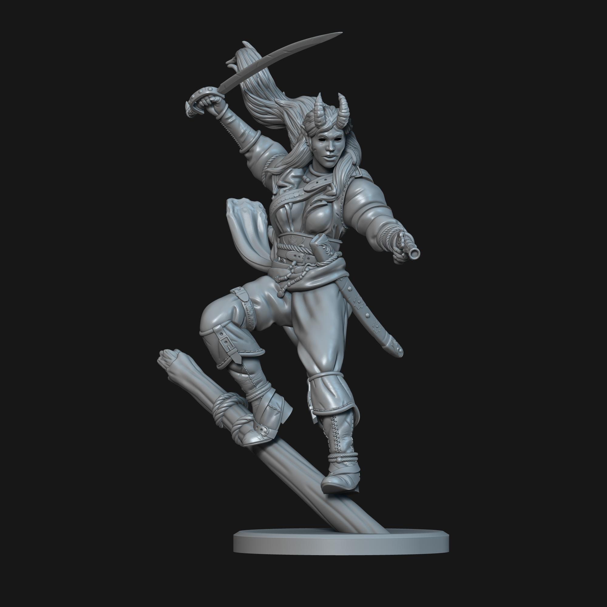 Tiefling Pirate - Vesper Blackwater - D&D Mini 3d model