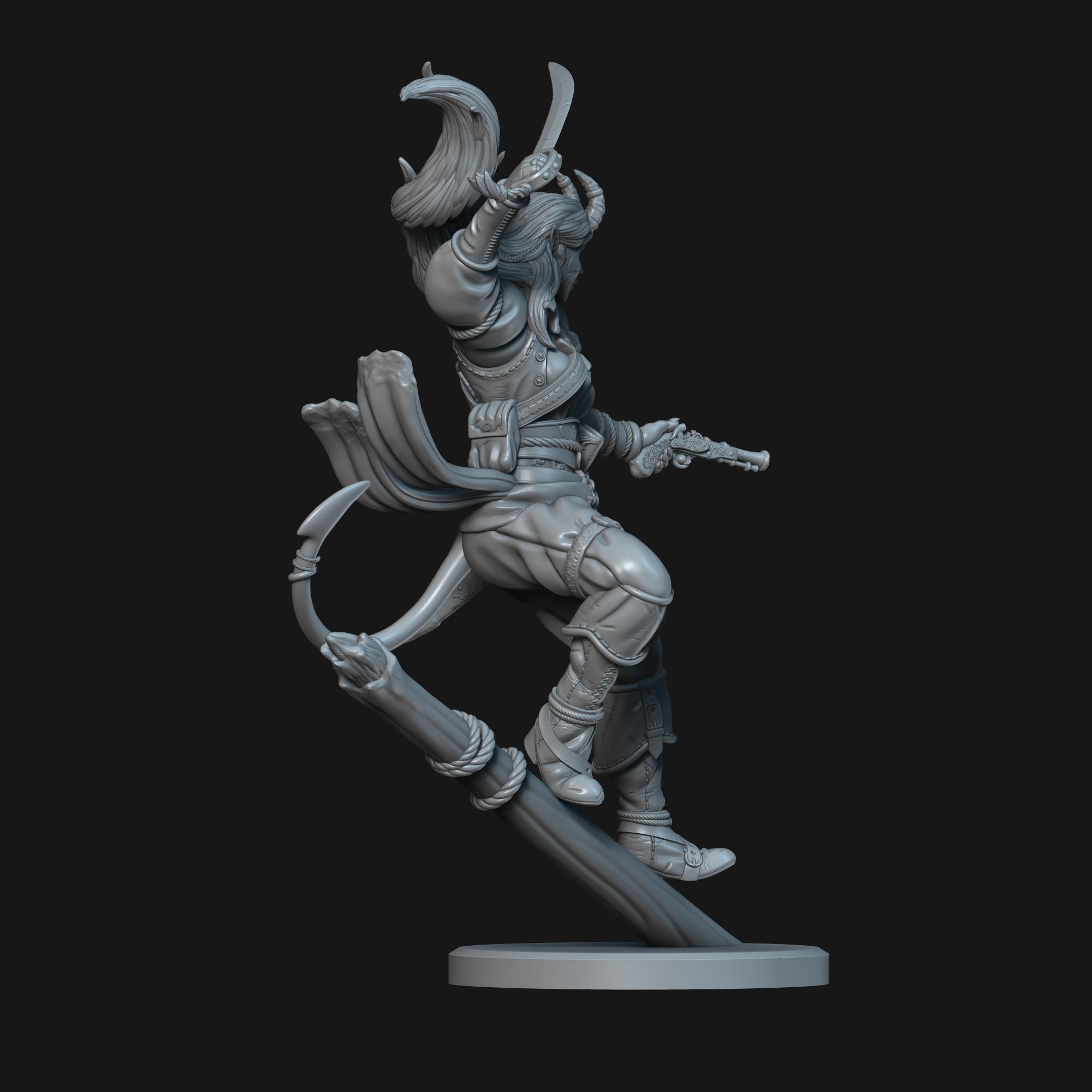 Tiefling Pirate - Vesper Blackwater - D&D Mini 3d model