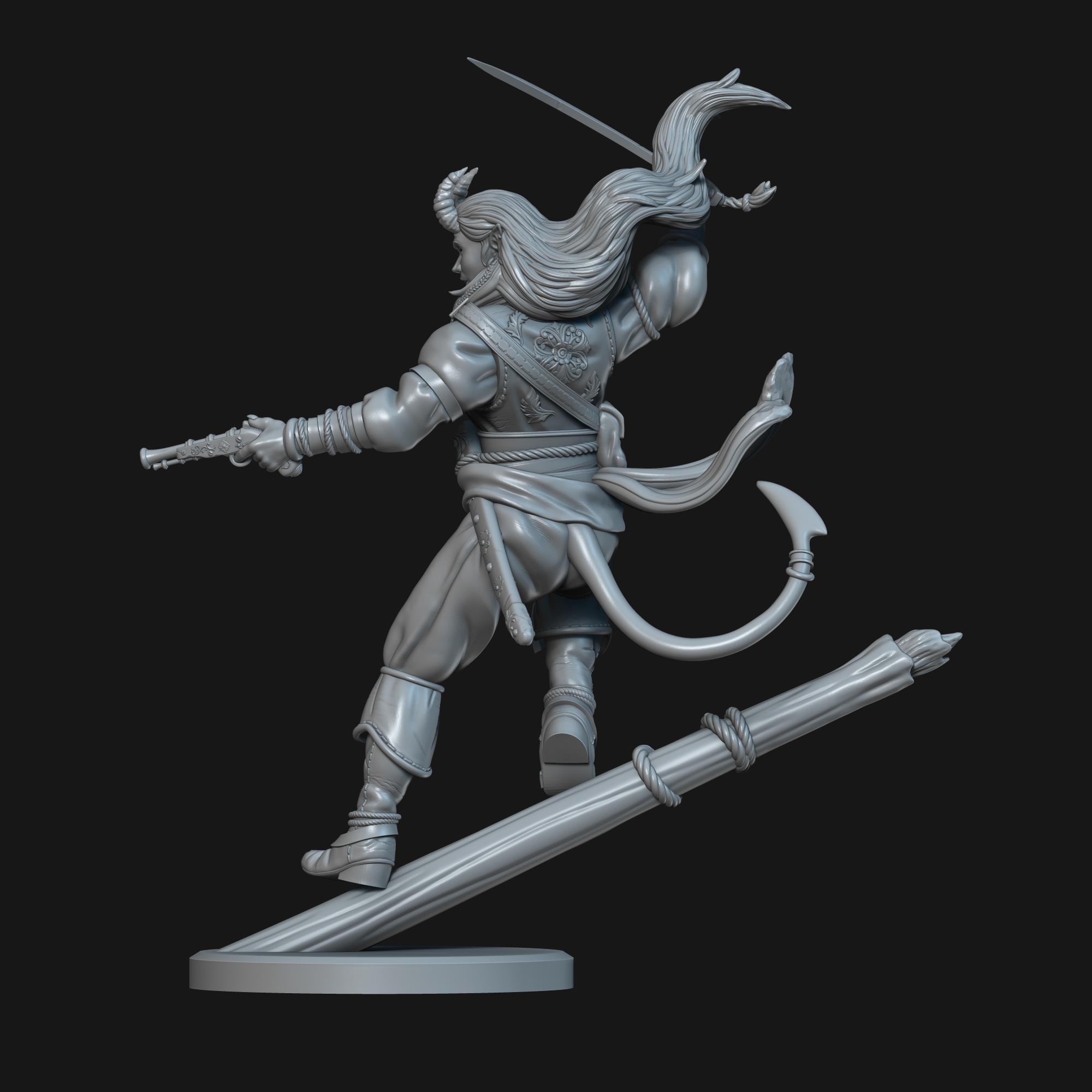 Tiefling Pirate - Vesper Blackwater - D&D Mini 3d model