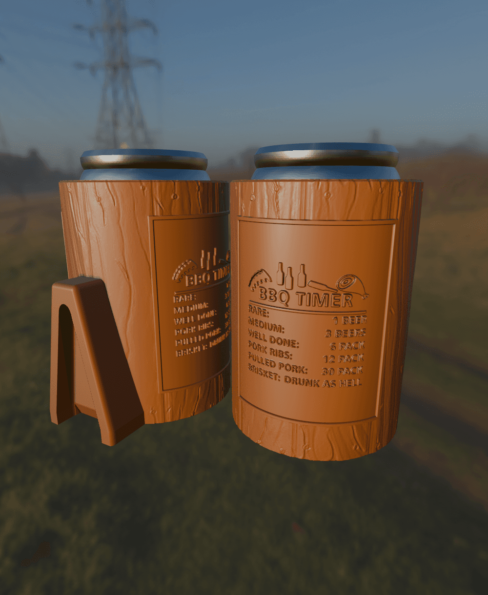 BBQ Timer Beer Cahrt Can Holder / Koozie 3d model