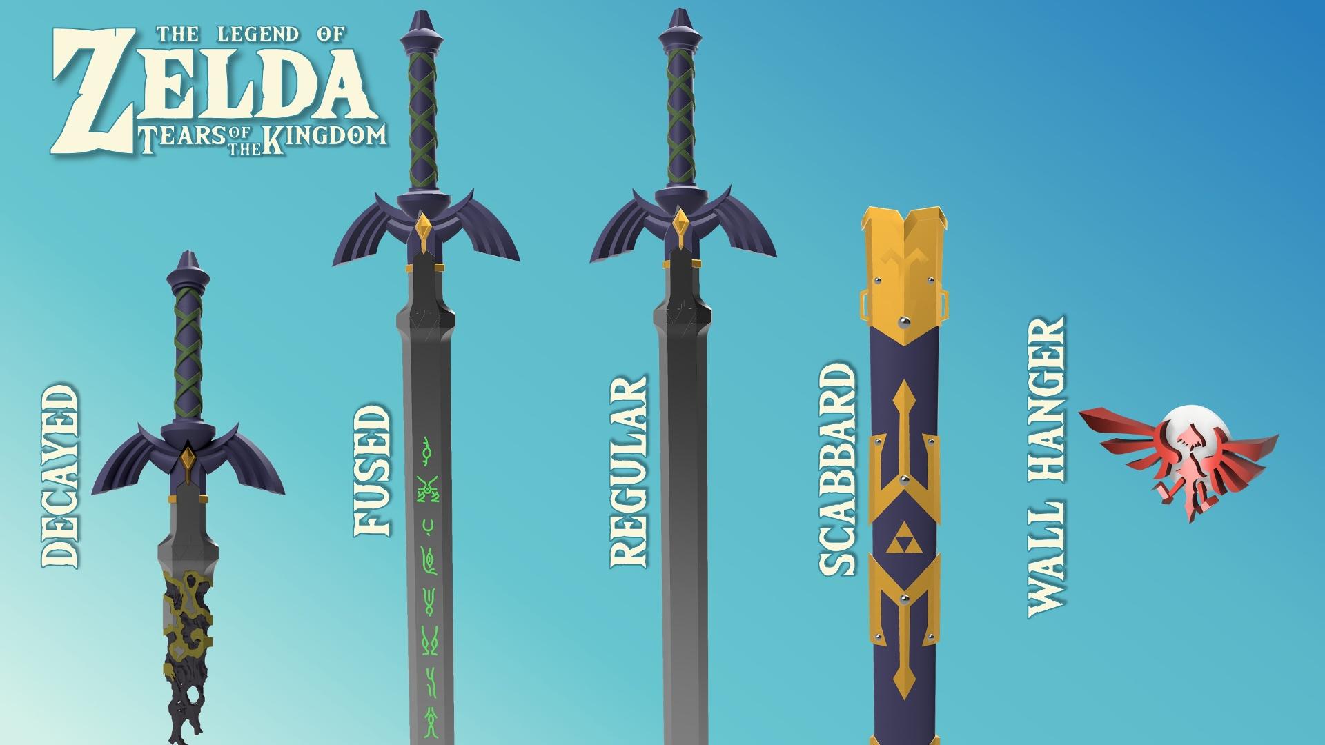 Master Sword - Zelda Tears of the Kingdom - Complete Set - Life Size 3d model