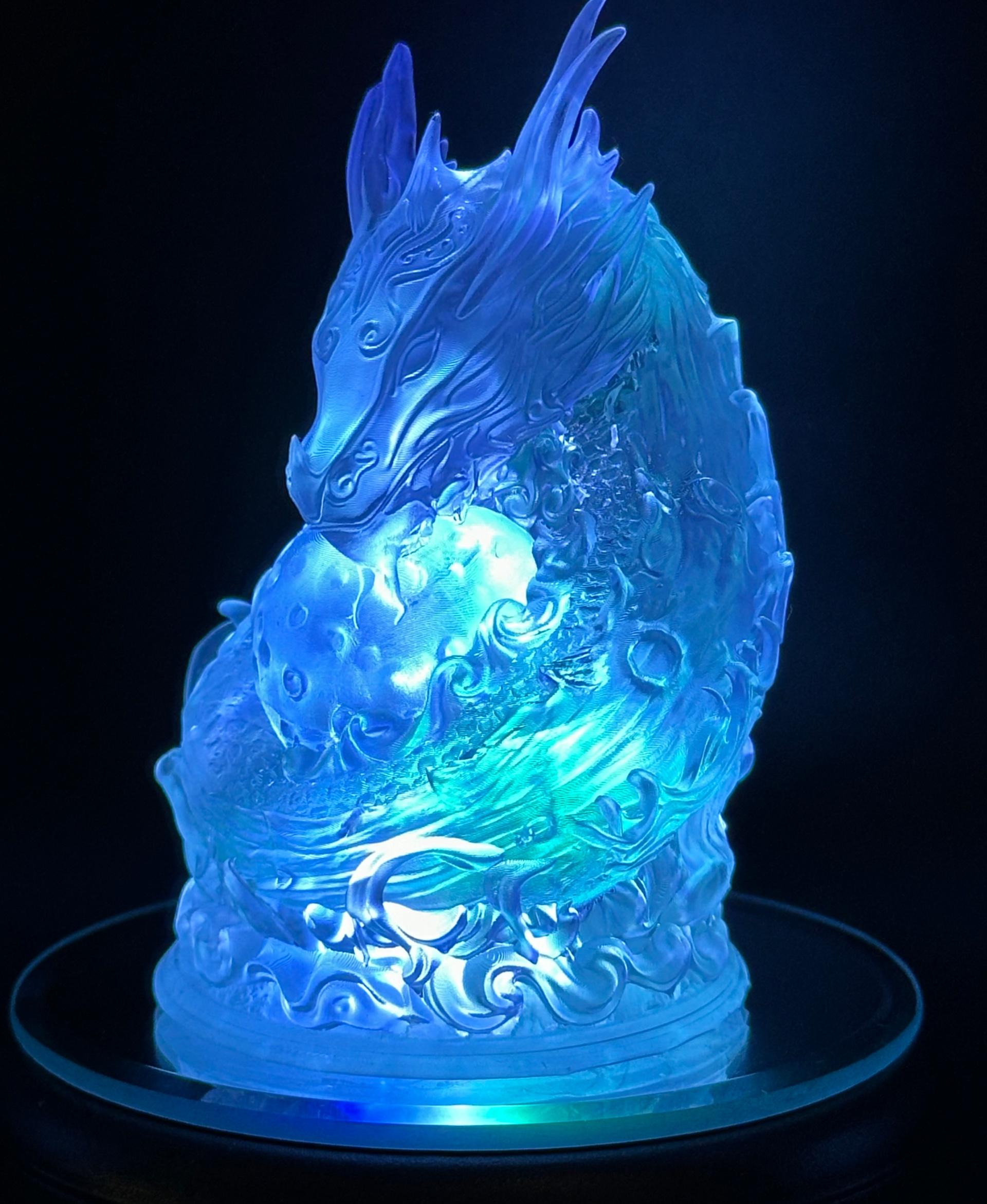 Moon Dragon bust  - Printed in clear resin and lighting from underneath.  - 3d model