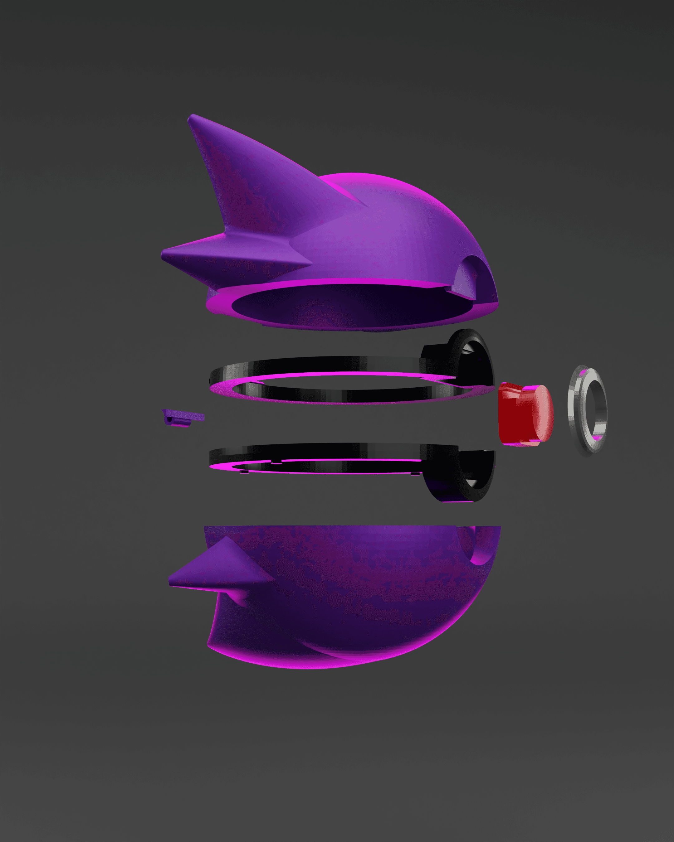 HauntBall Haunter Themed Opening Pokeball - Fan Art 3d model