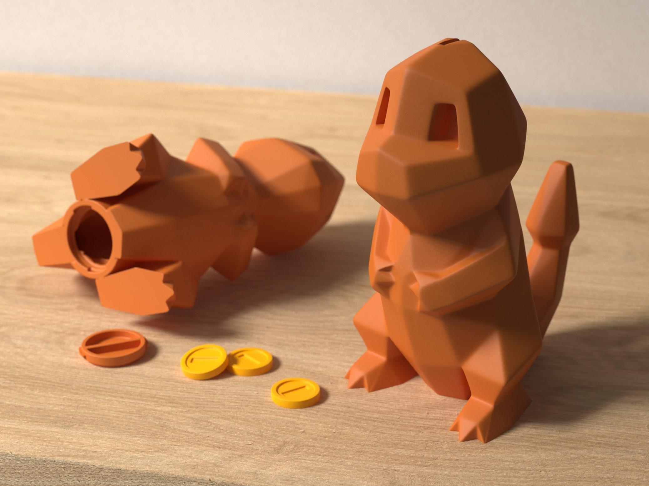 Low-poly Charmander - Piggy Bank 3d model