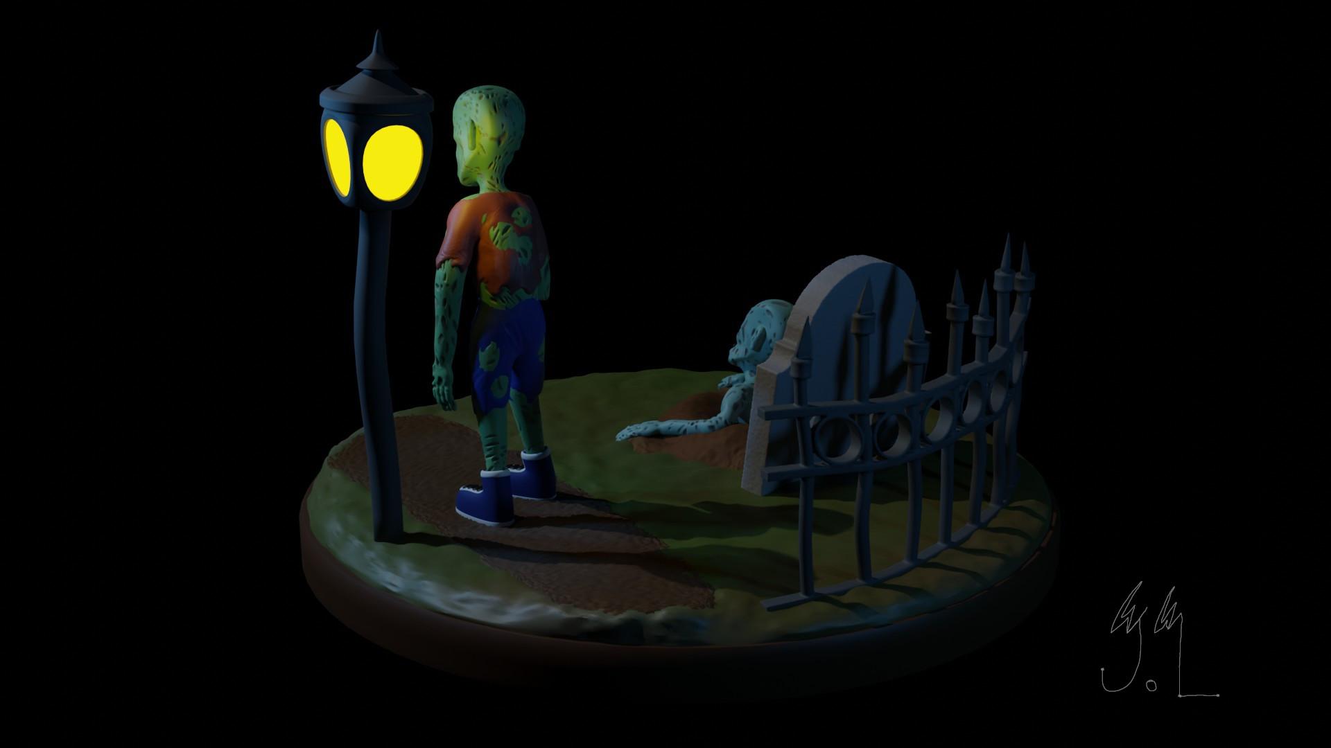 A Walk in the Graveyard Diorama 3d model