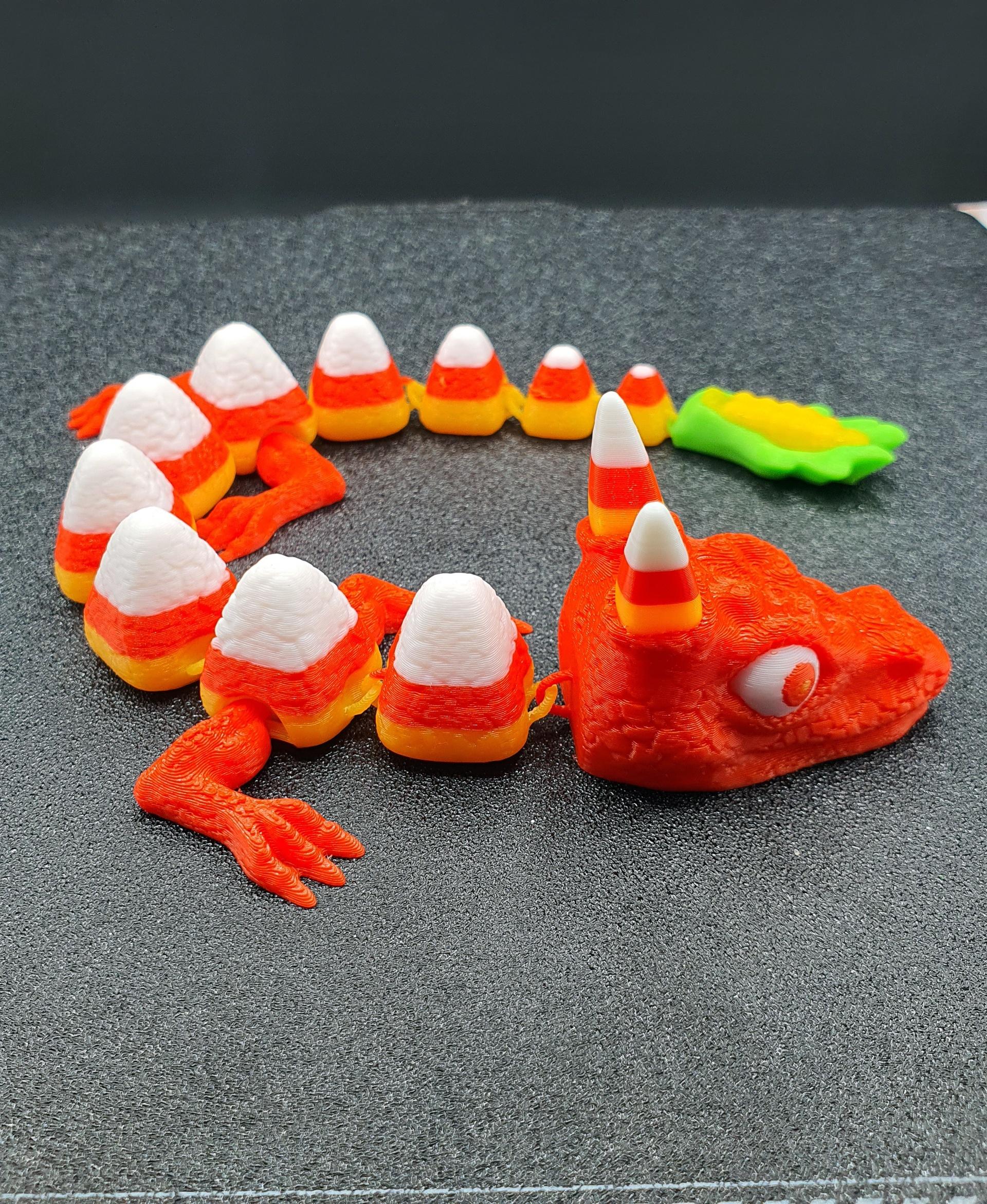 Print in Place ARTICULATING CANDY CORN DRAGON FLEXI  3d model