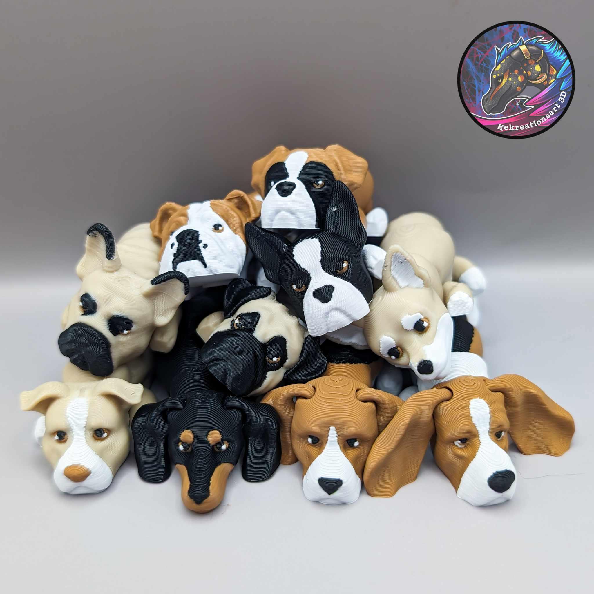 Baby Flexi Dog Keychain Set 3 3d model