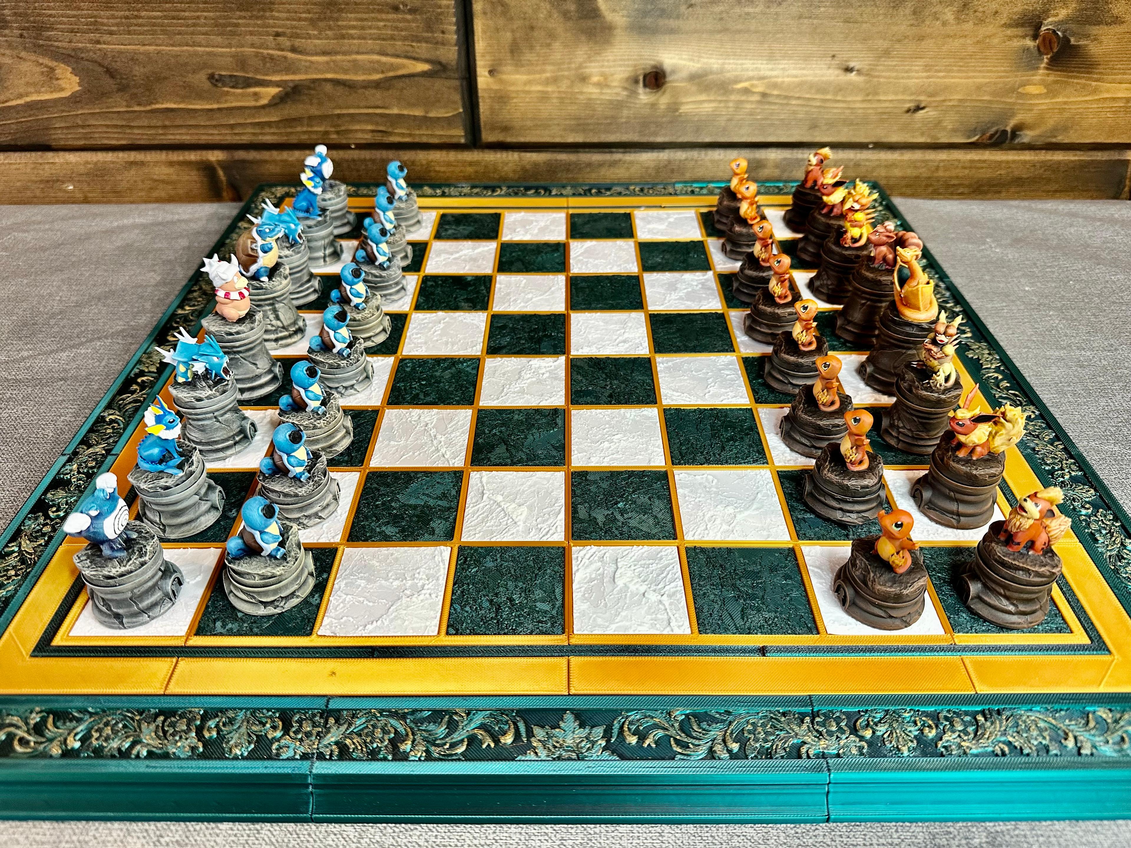 Pokemon Chess Set - Customizable - Support Free 3d model