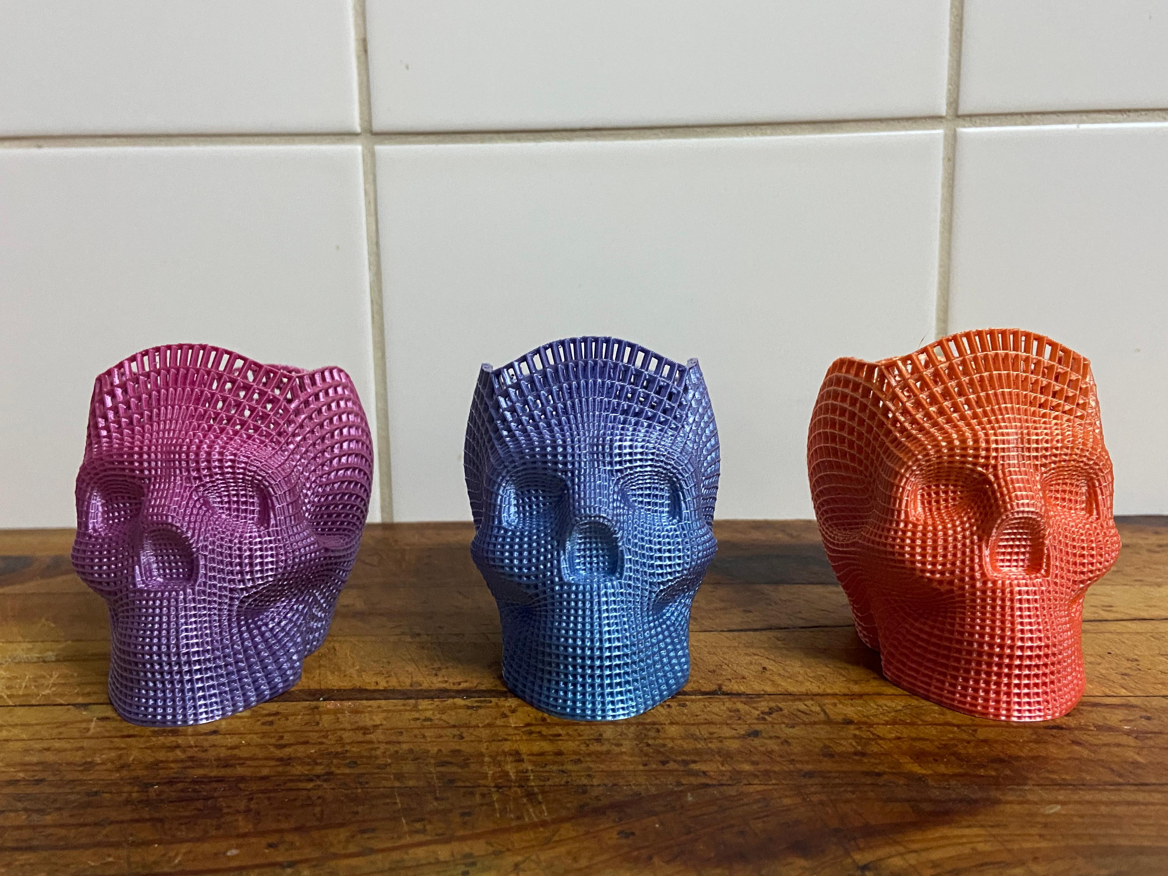 Wireframe skull pencil holder 3d model