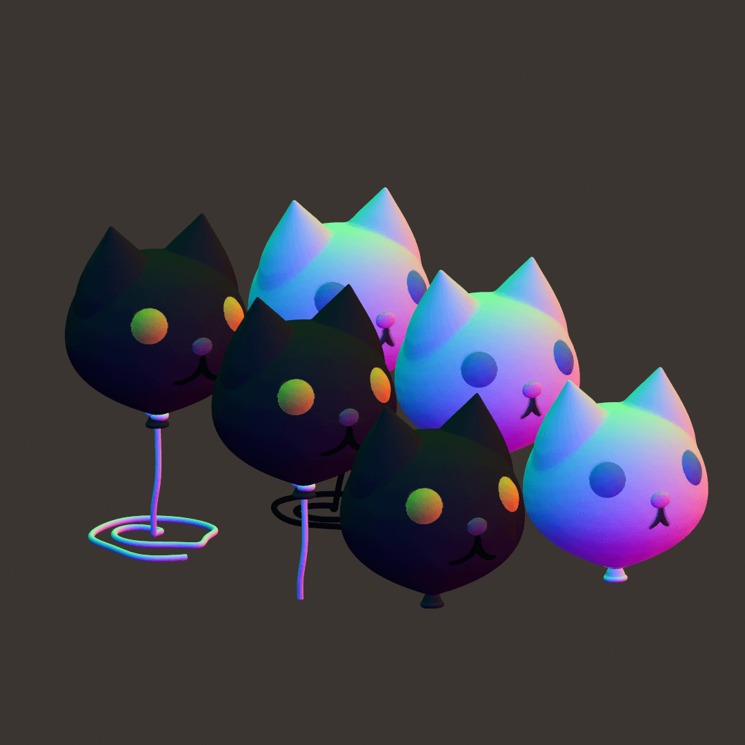 Cat Balloons 3d model