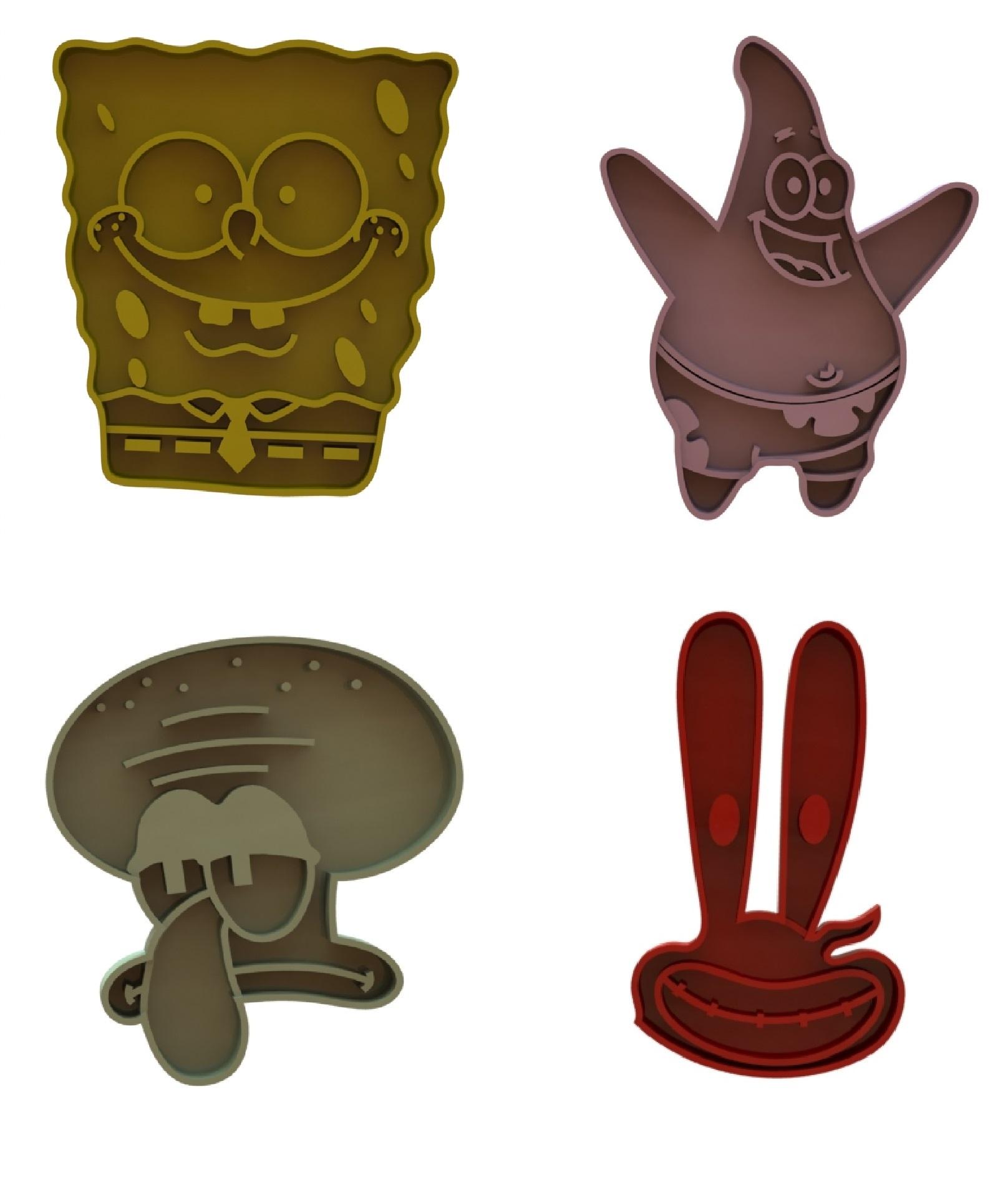 Spongebob squarepants cookie cutters pack 3d model