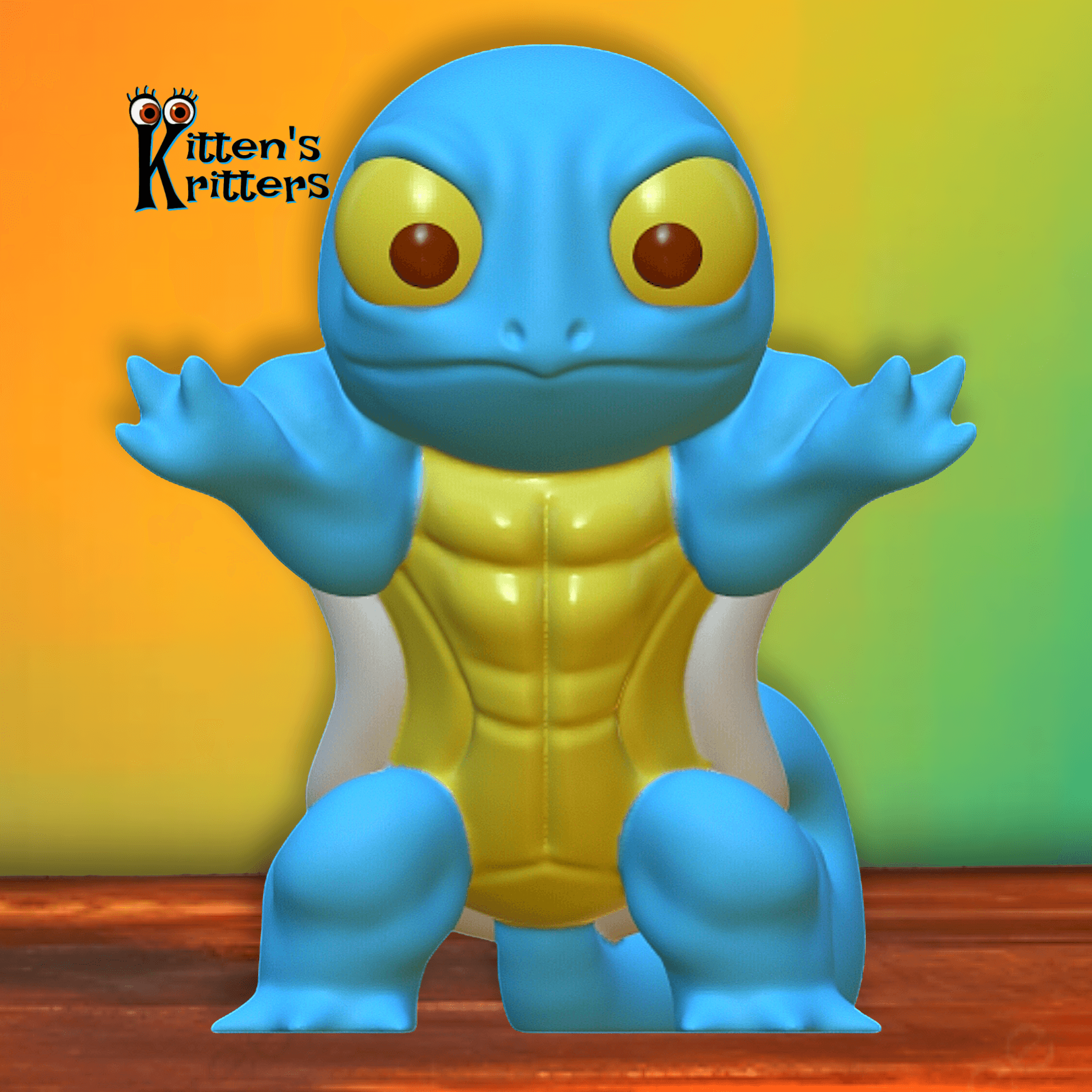 Swole Squirtle Pokemon Yoked-emon ! Funny Fanart Figurine 3d model