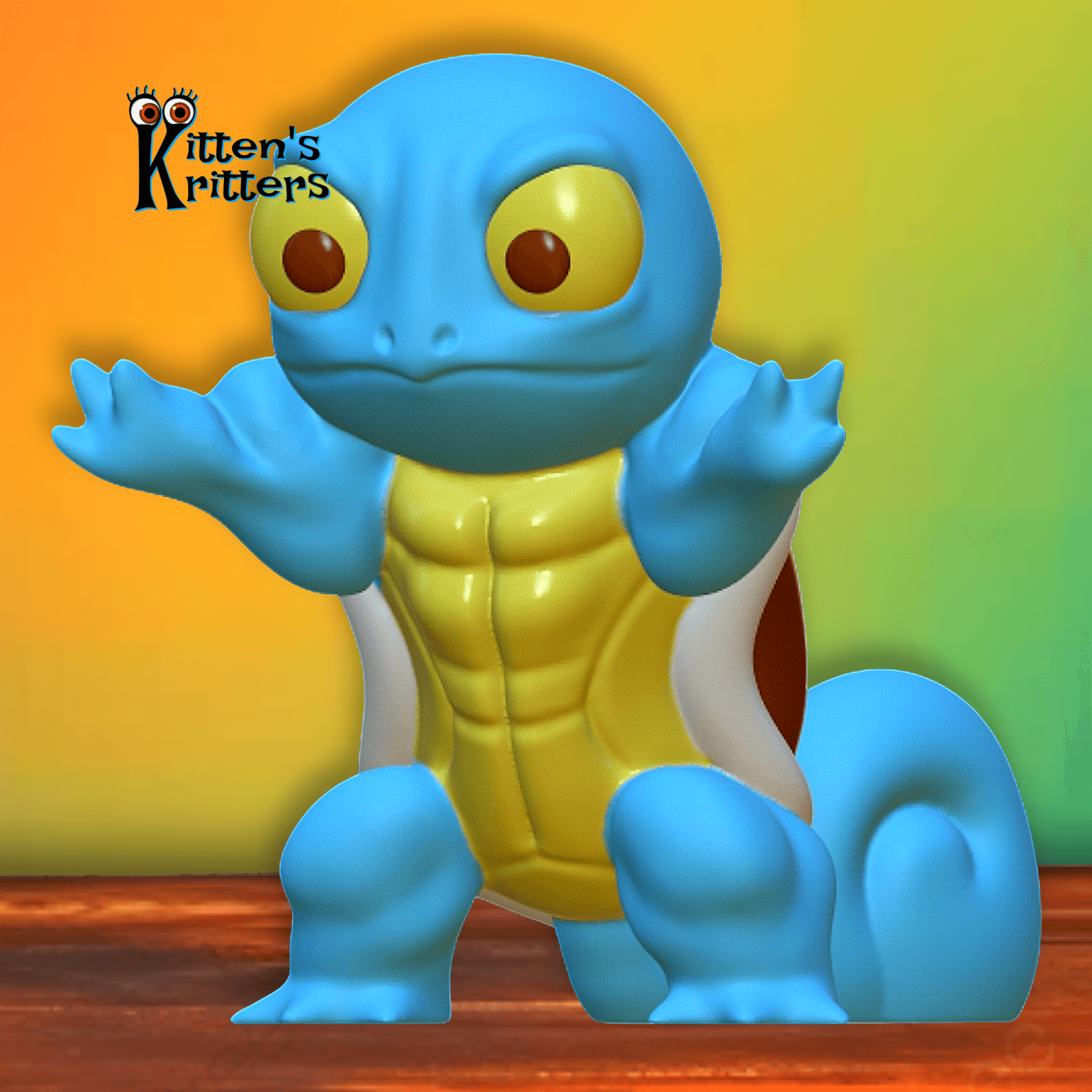 Swole Squirtle Pokemon Yoked-emon ! Funny Fanart Figurine 3d model