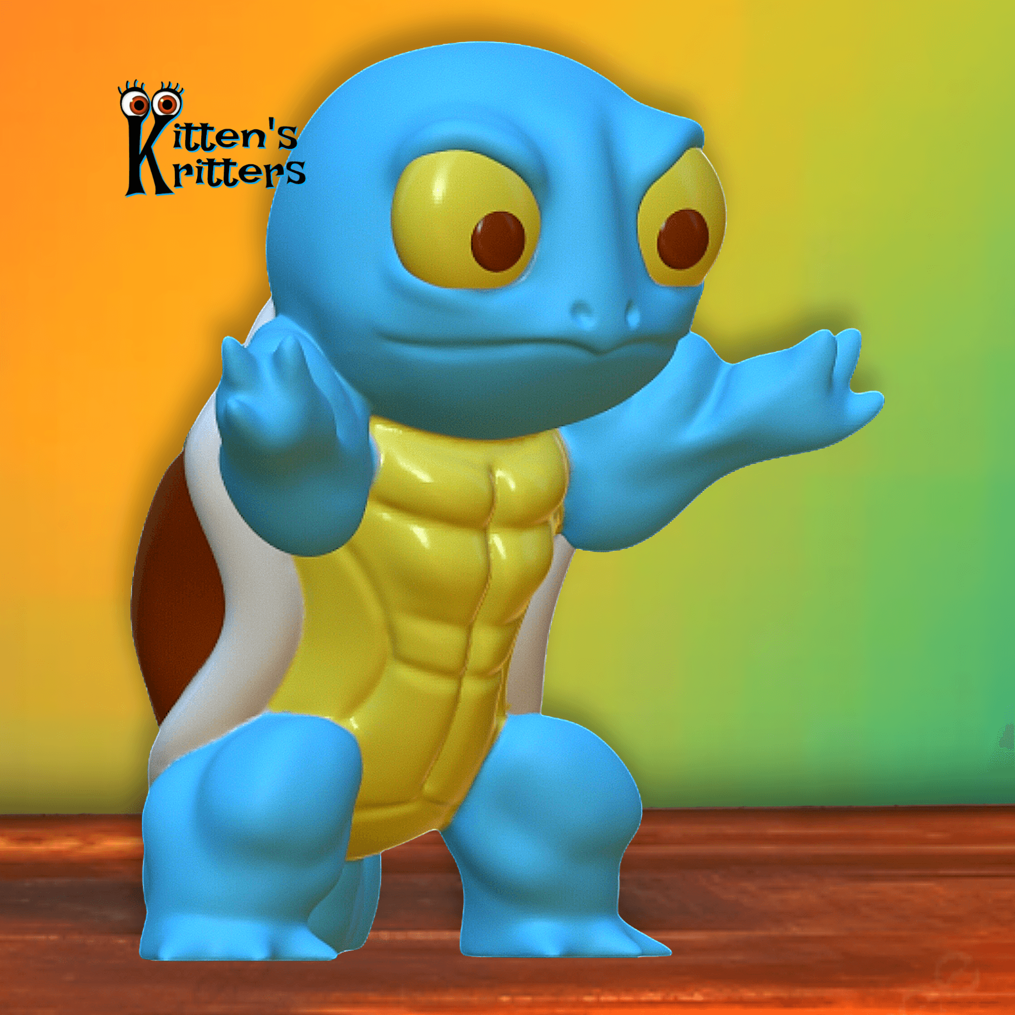 Swole Squirtle Pokemon Yoked-emon ! Funny Fanart Figurine 3d model