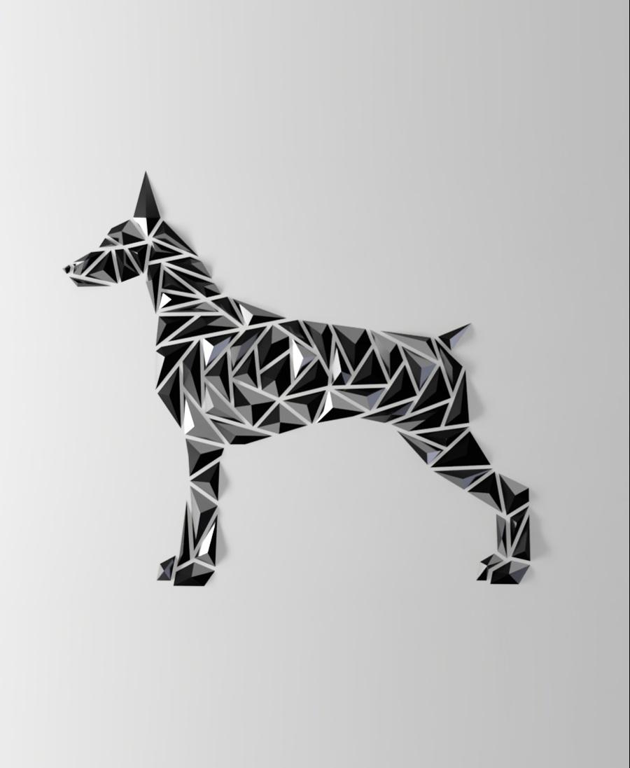 Geometric dog wall art - “Dobermann style” 3d model