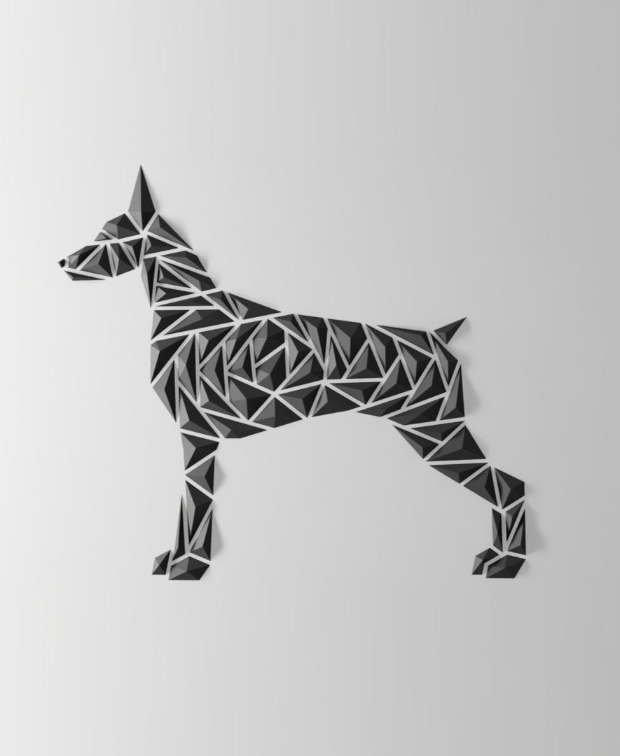 Geometric dog wall art - “Dobermann style” 3d model