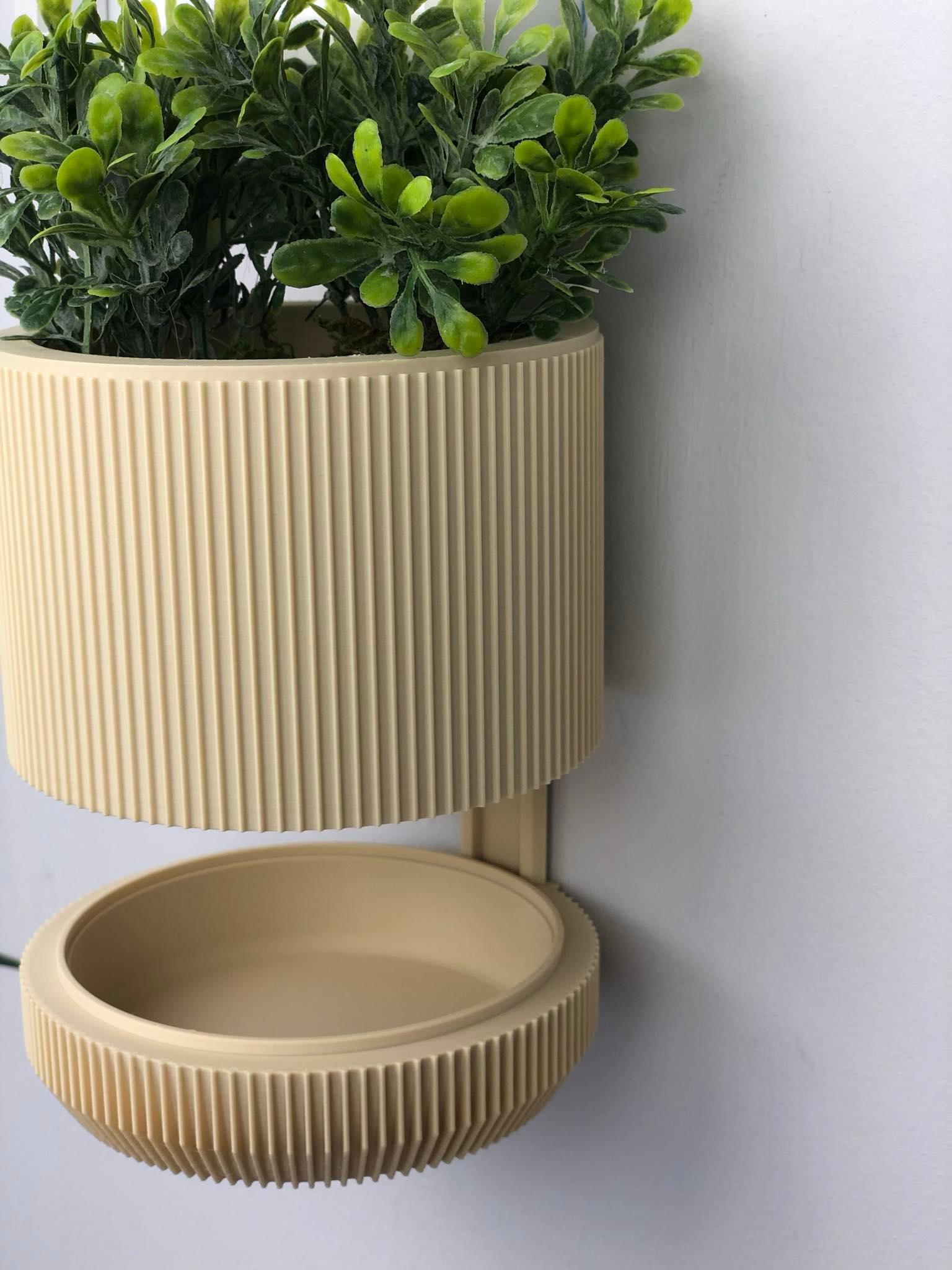 Wall Mount Plant Pot - Ribbed Design  3d model