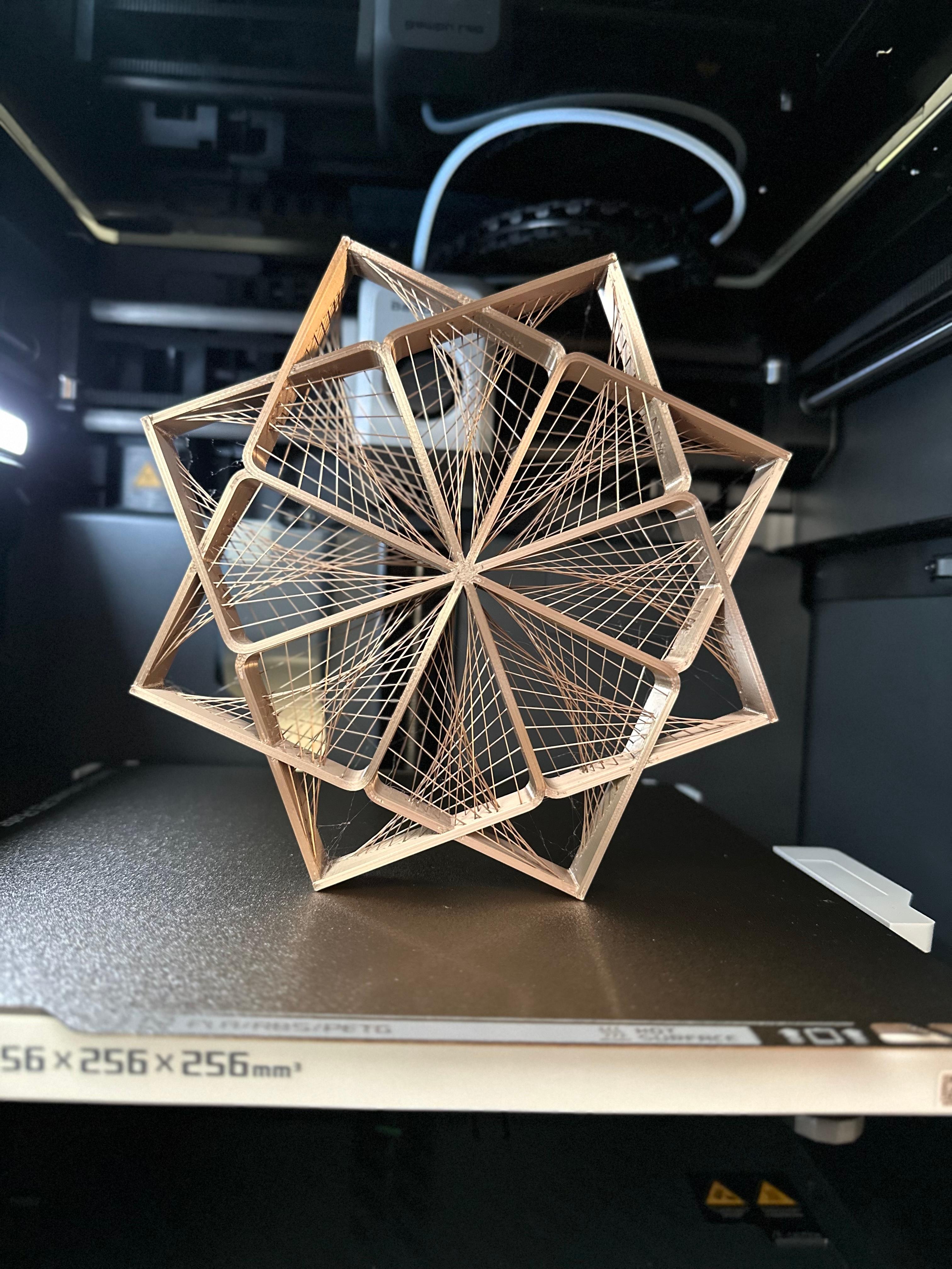 String Flower Artwork - Rose gold silk pla - 3d model