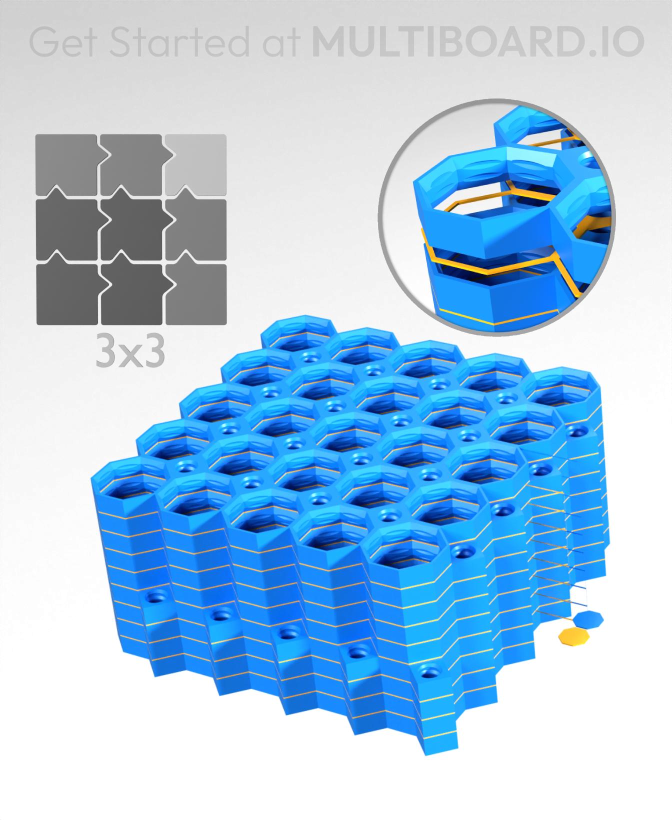 5x5 Tiles - 3x3 Board - Multi-Material Stack 3d model