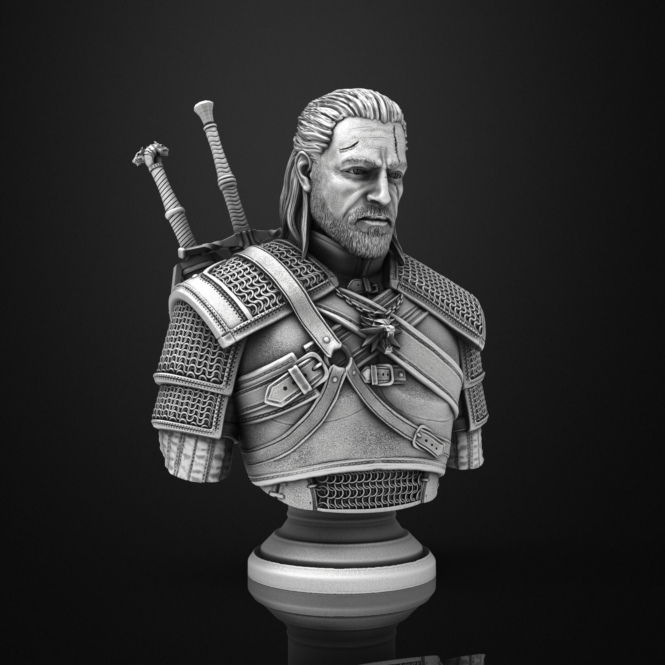 Geralt Of Rivia Bust - The Witcher (Pre-Supported) 3d model