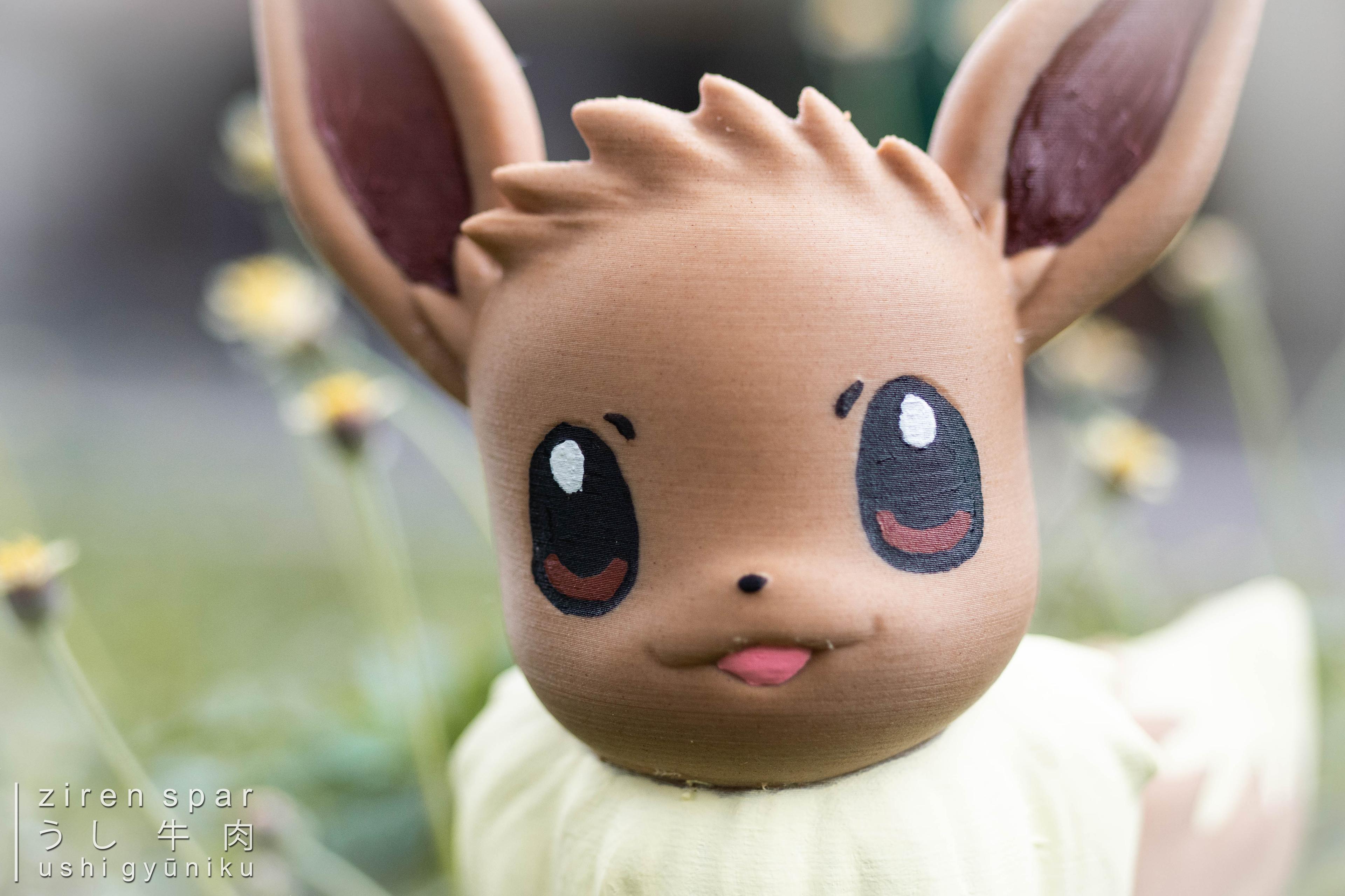 Eevee(Pokémon) - Eevee the evolution pokémon
🧵 LeoPlas woodPLA
🖨️ cetus3d w/ @capricorn tube & diamondback nozzle
📐 ~180% scale, 180mm tall
📸 gears: niichan 
🧩 assist: touchan & kāchan
🐮 painting & photo by yours truly

#FilamentFebruary - 3d model