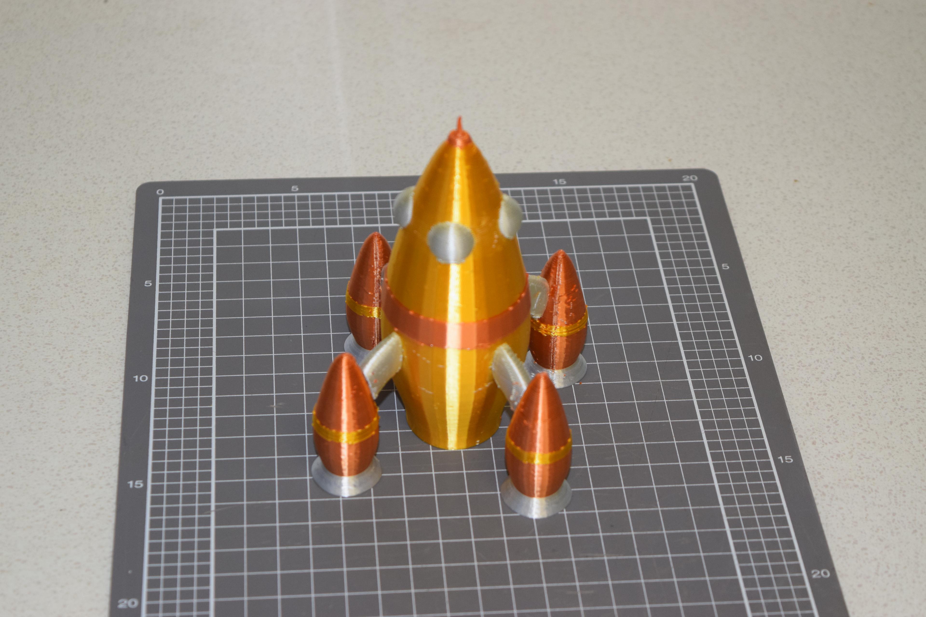 Retro Rocketship ( Multi-Material ) 3d model