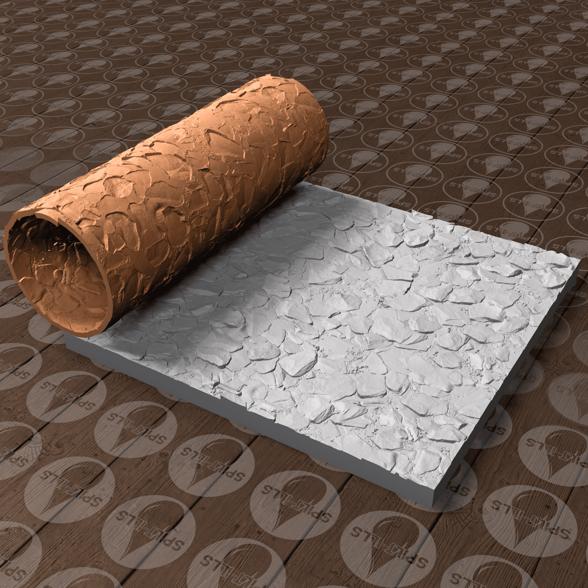 Thin Texture Roller (Low Resin Cost) – Rock Wall Or Path – 4.5 Inches Tall 3d model