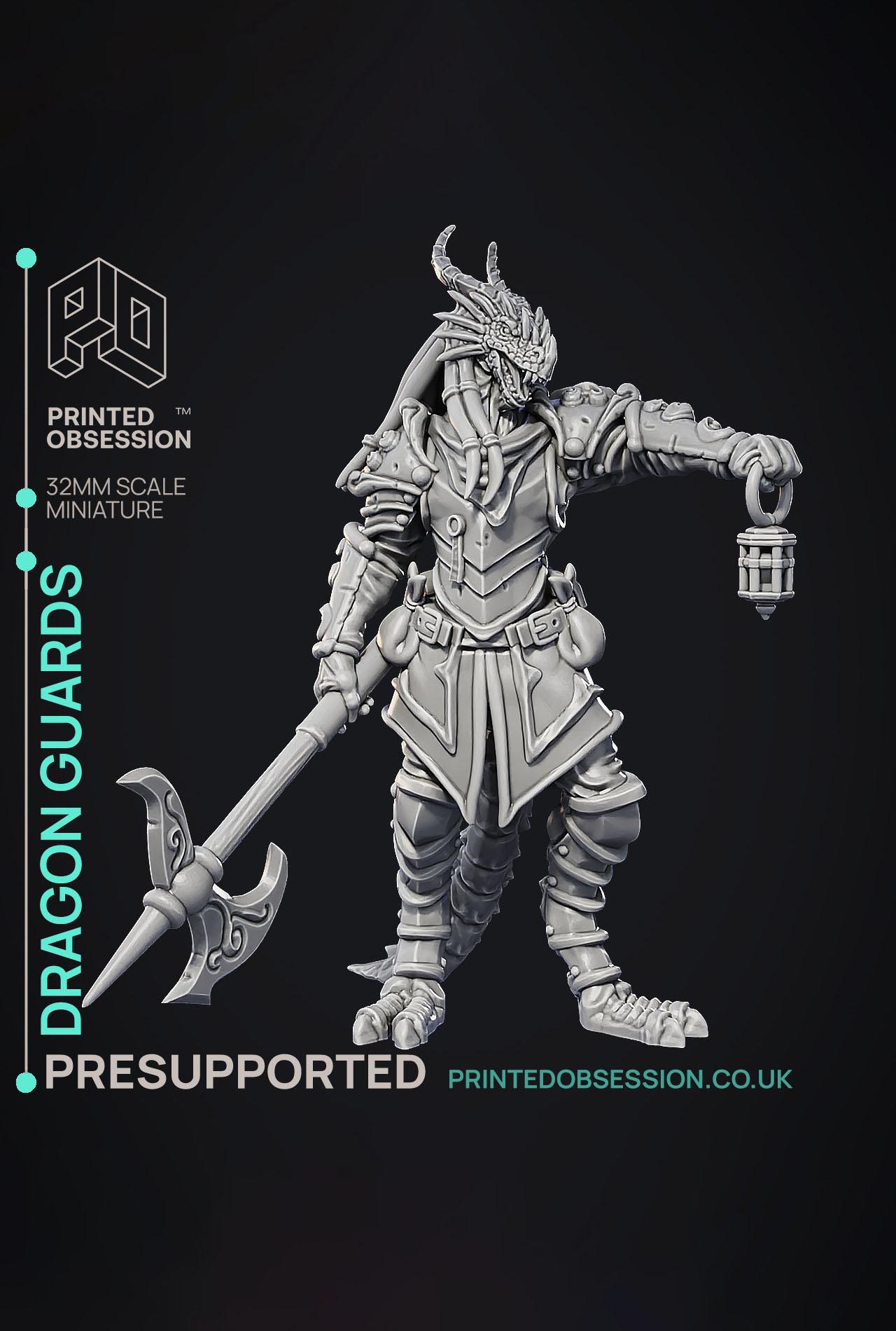 Dragonborn Guard - 3 Models -  PRESUPPORTED - Illustrated and Stats - 32mm scale 3d model