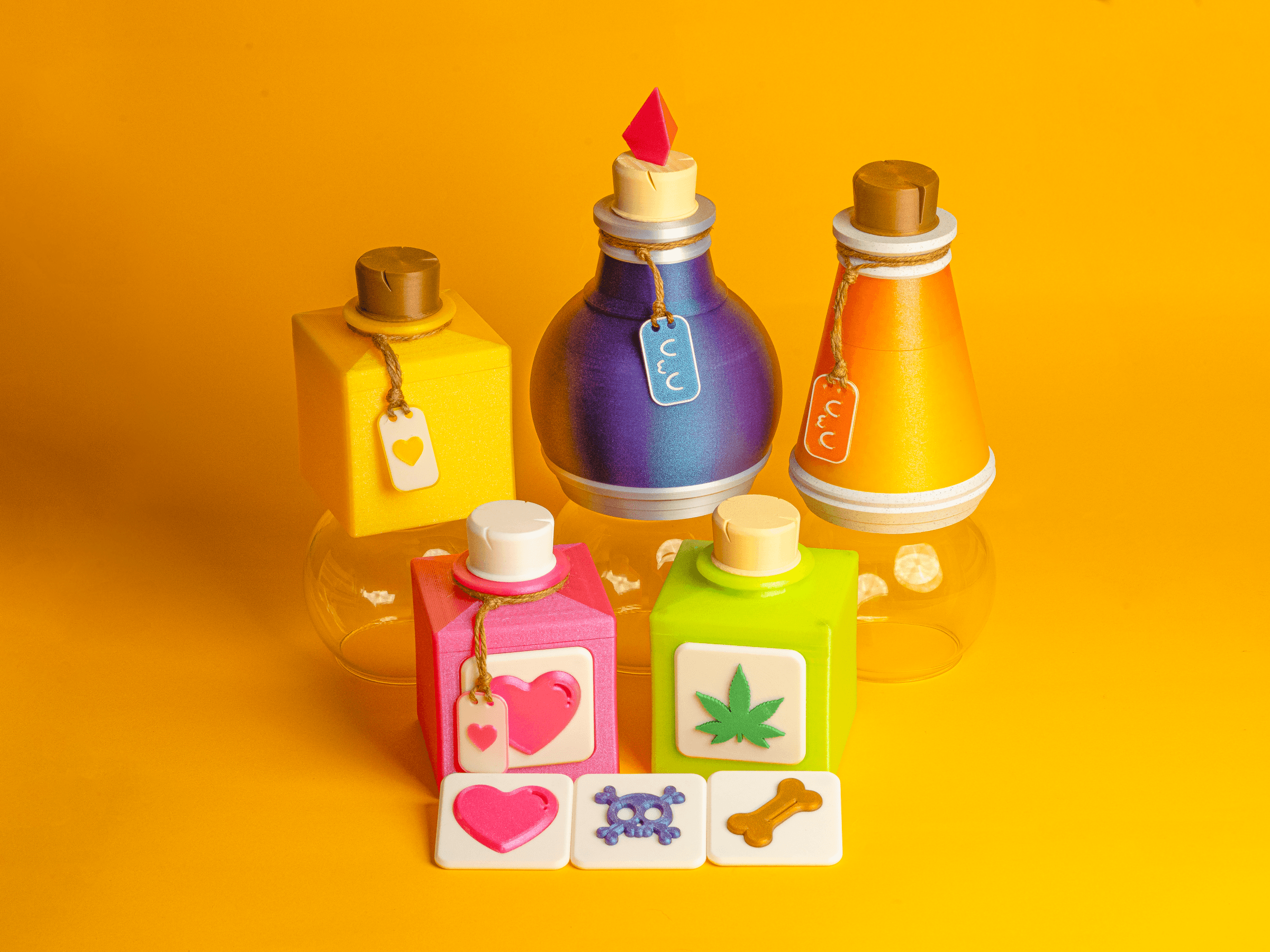 Potion Bottle Stash Container Collection - Magnetic 3d model