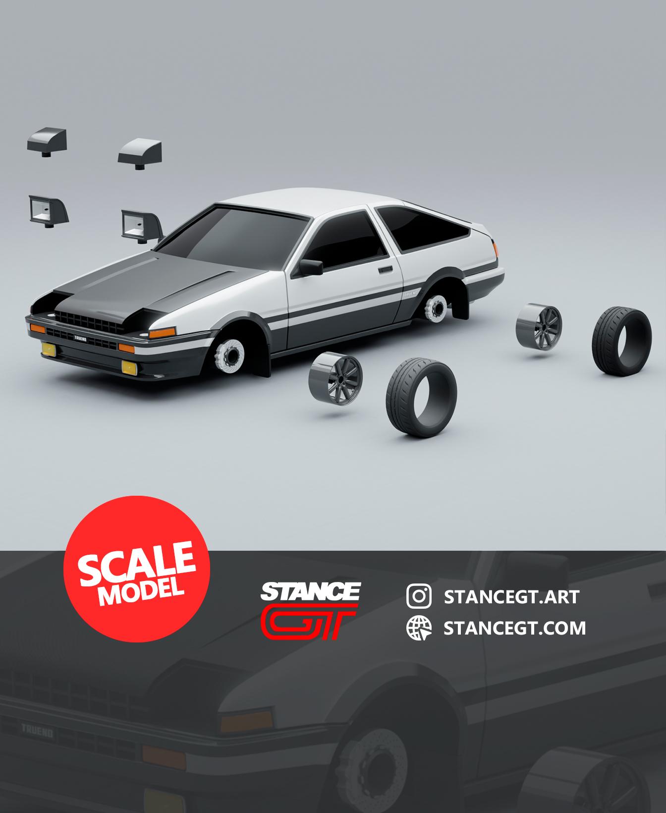 Toyota Corolla AE86 | SCALED 1/64 | Model kit car 3d model