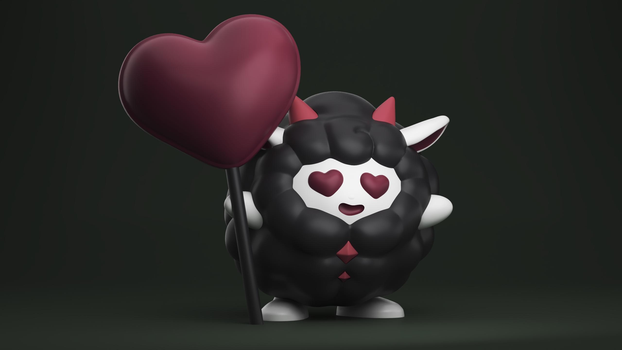 ♡♡♡ LOVING LAMBALL with a big heart , the cute kawaii sheep / goat from the game Palworld 3d model