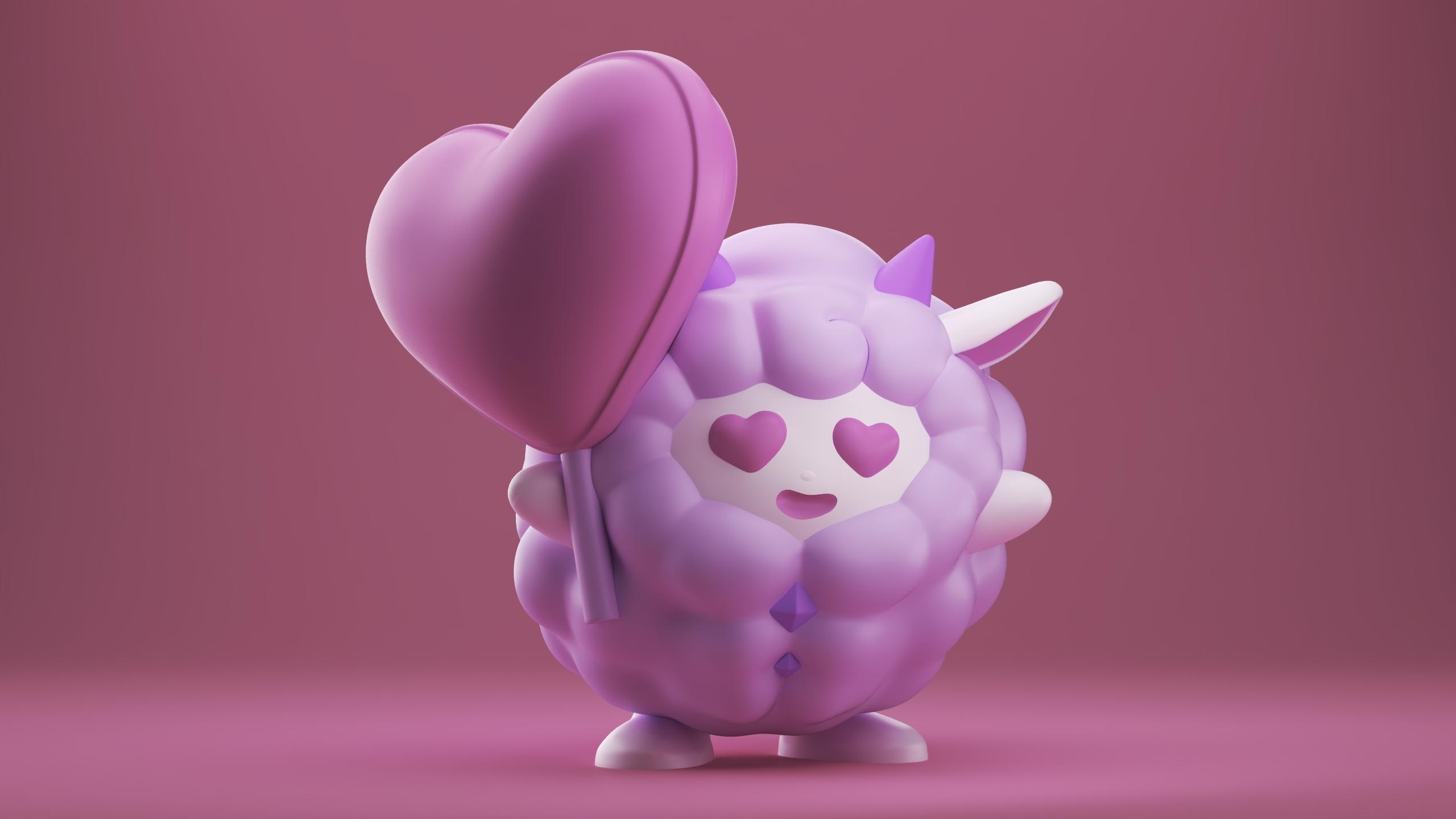 ♡♡♡ LOVING LAMBALL with a big heart , the cute kawaii sheep / goat from the game Palworld 3d model