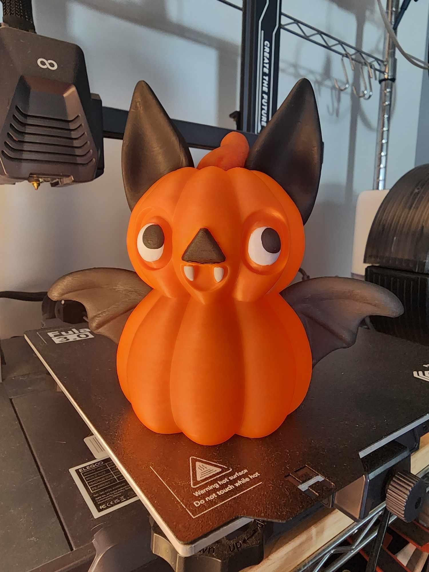 Pumpkin Bat - Pumpkin Sky Puppy - printed at 100% on my P1S (don't mind being photographed on my N4Pro) and used acrylic paint for everything but the pumpkin part. It came out so cute, I am in love - 3d model