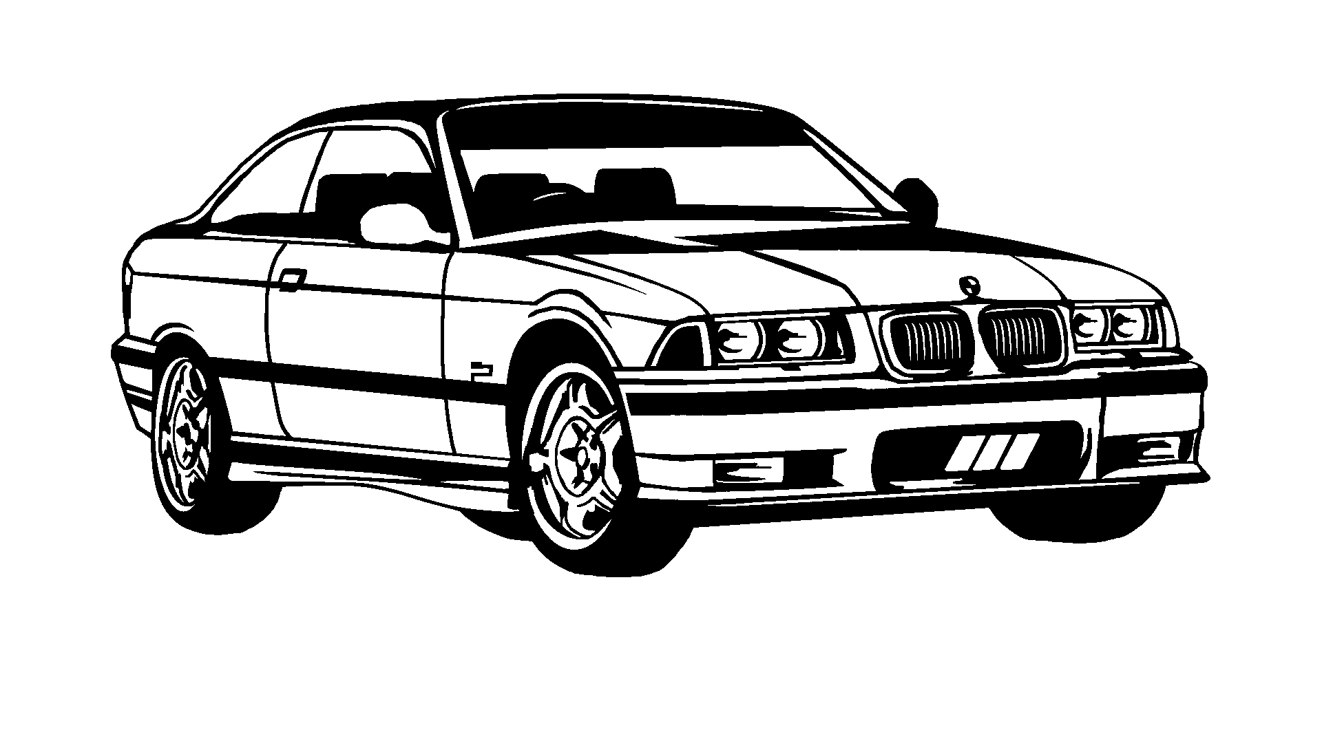 Bmw e36 2d wallart, silhouette 3d model