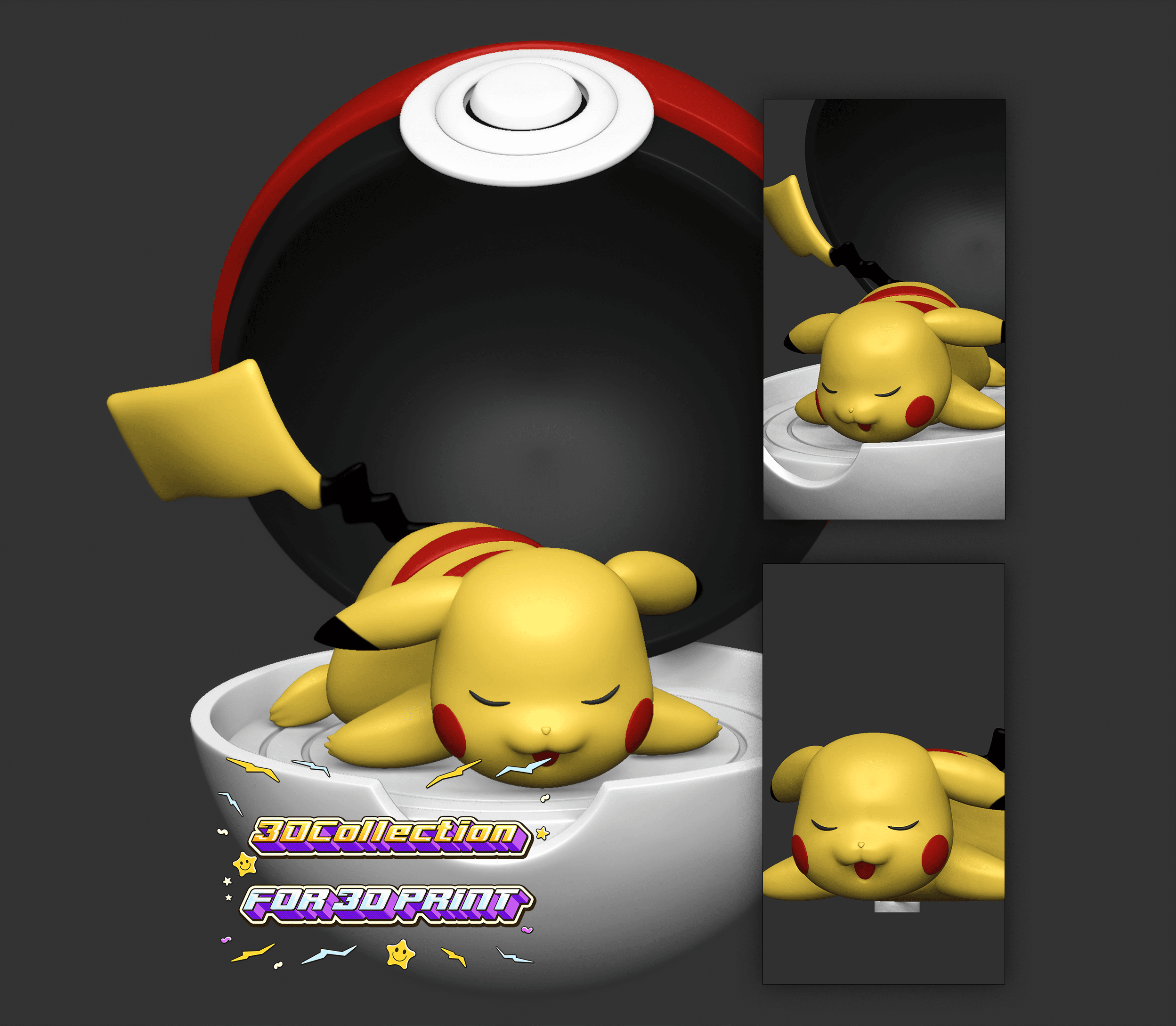 Pikachu Sleep cute - Free 3D print model 3d model