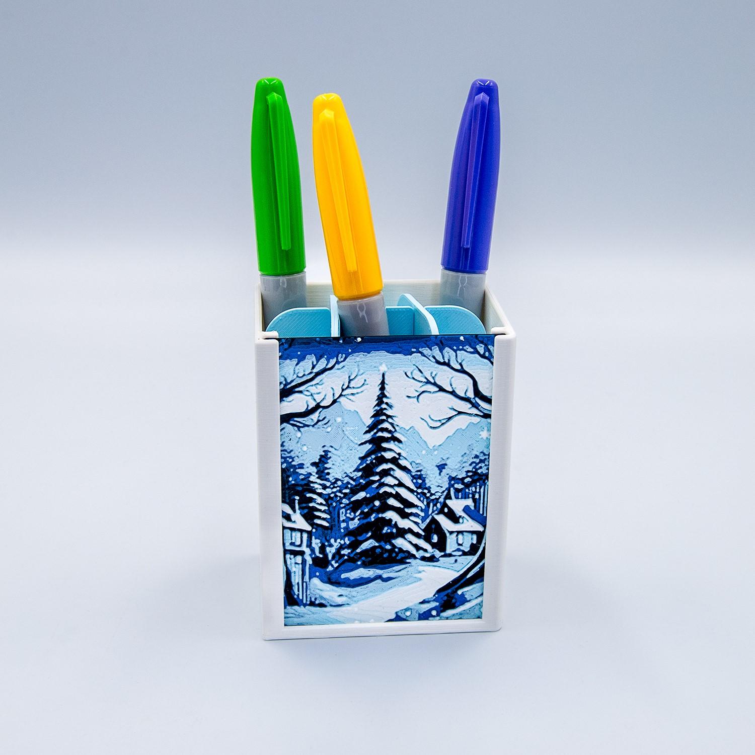 Winter Pen Holder Hueforge Stand 3d model