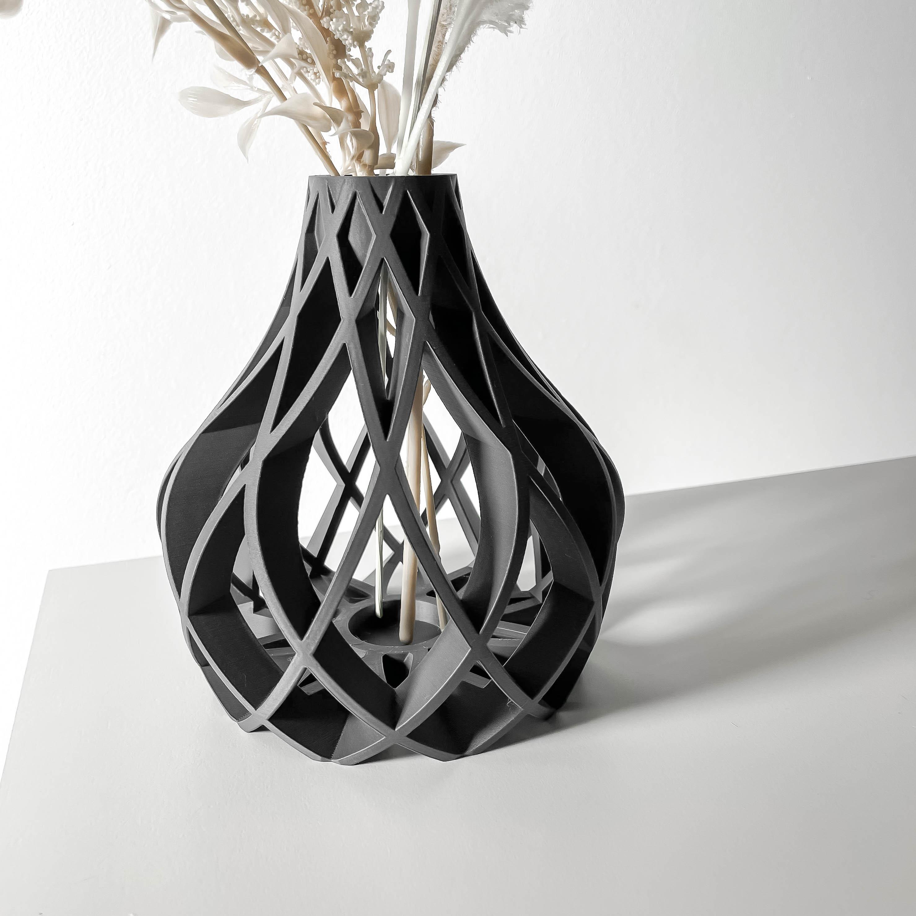 The Vukan Vase, Modern and Unique Home Decor for Dried and Preserved Flower Arrangement  | STL File 3d model