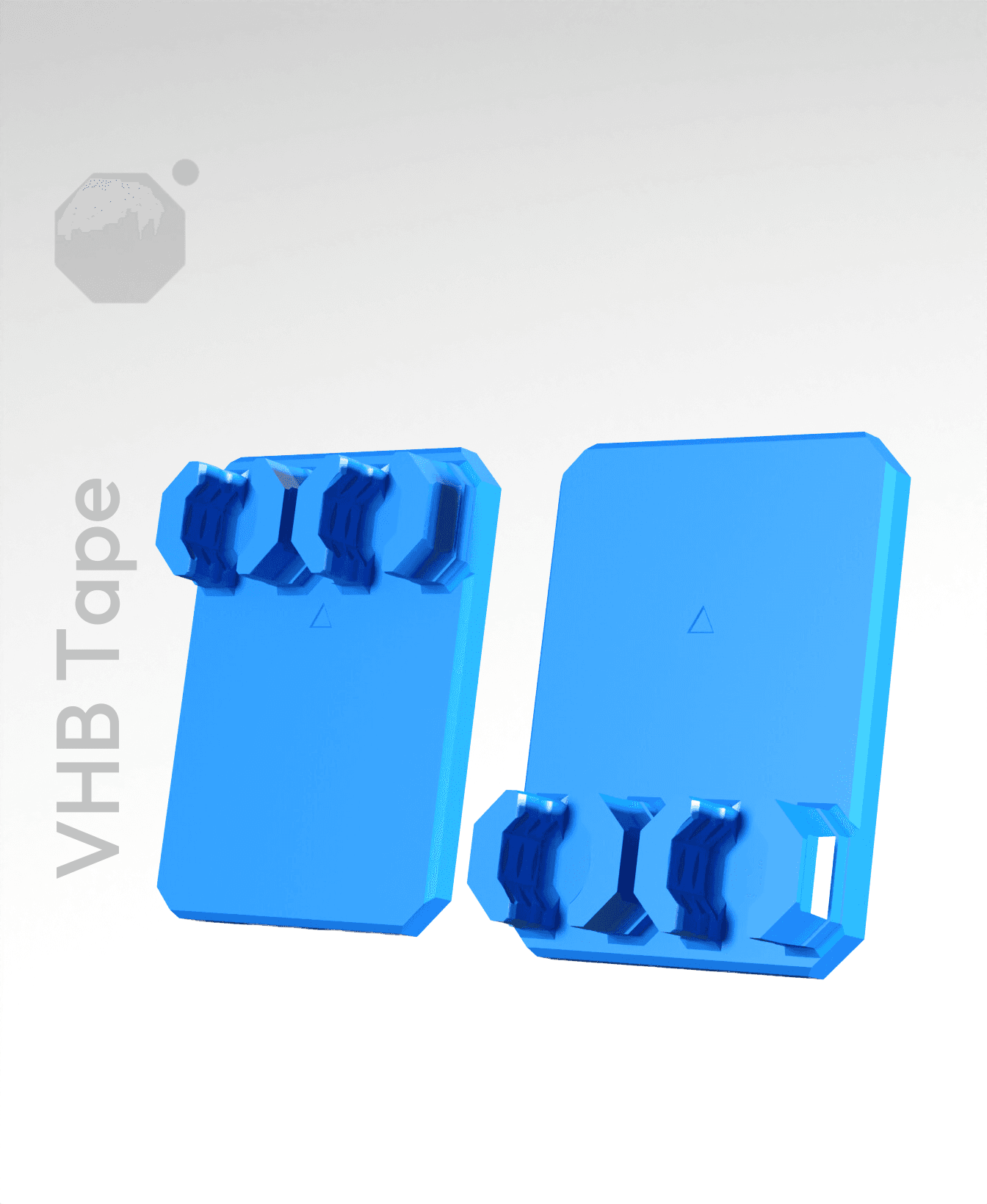 Horizontal Dual Snaps (DS Part A) - Medium VHB Tape Mount 3d model