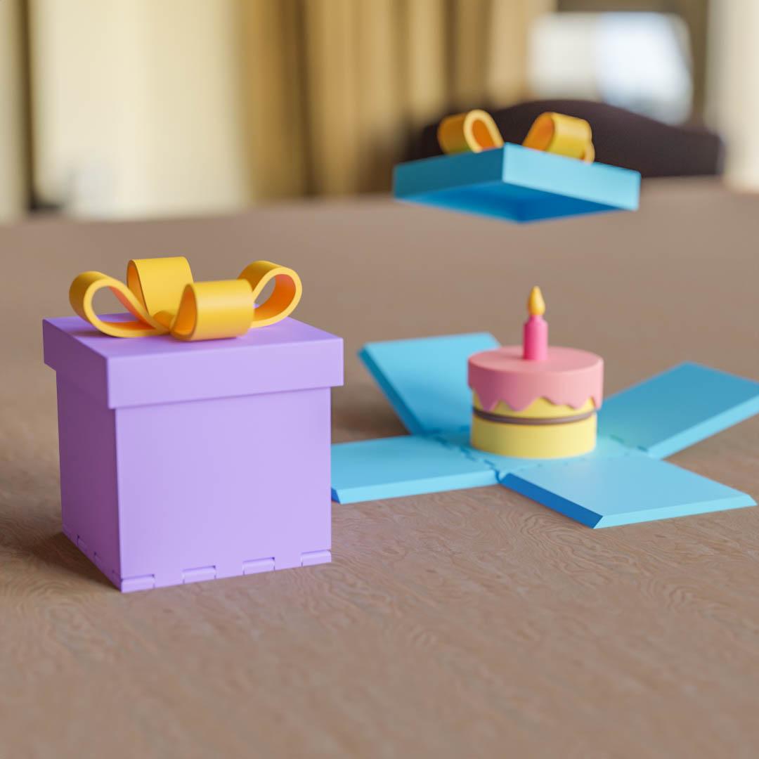 Birthday gift box with cake #PartyThangs 3d model