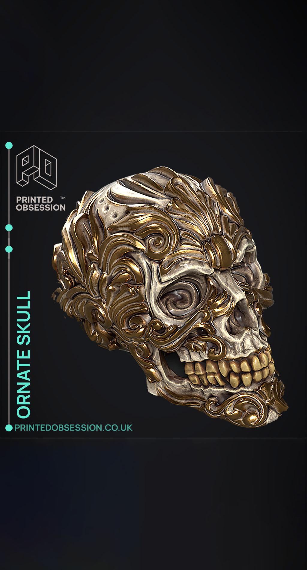 Ornate Skull - Rococo Scroll - Decoration 3d model